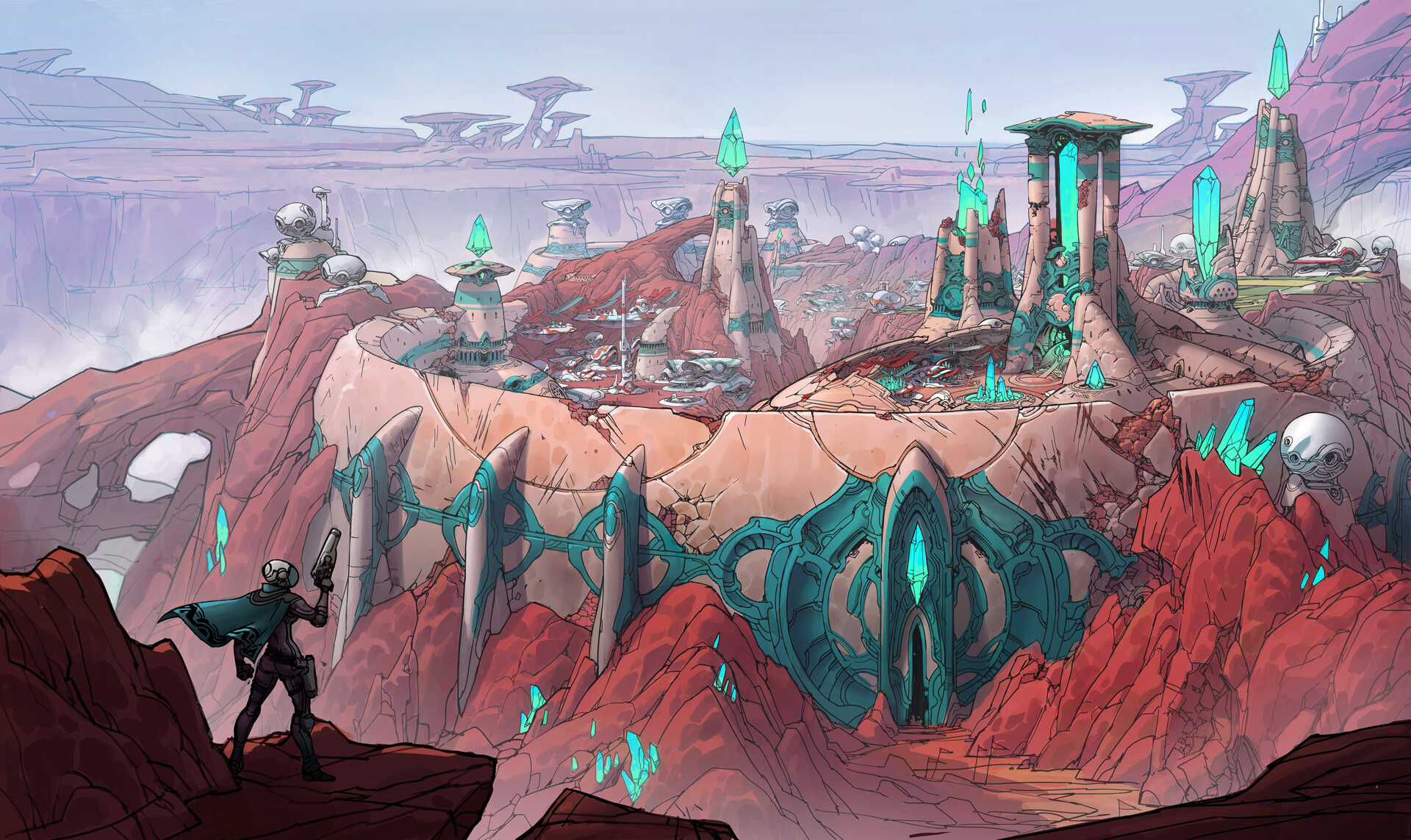 Kory Lynn Hubbell Digital Art Fantasy Art Fantasy City Desert Crystal 1920x1143