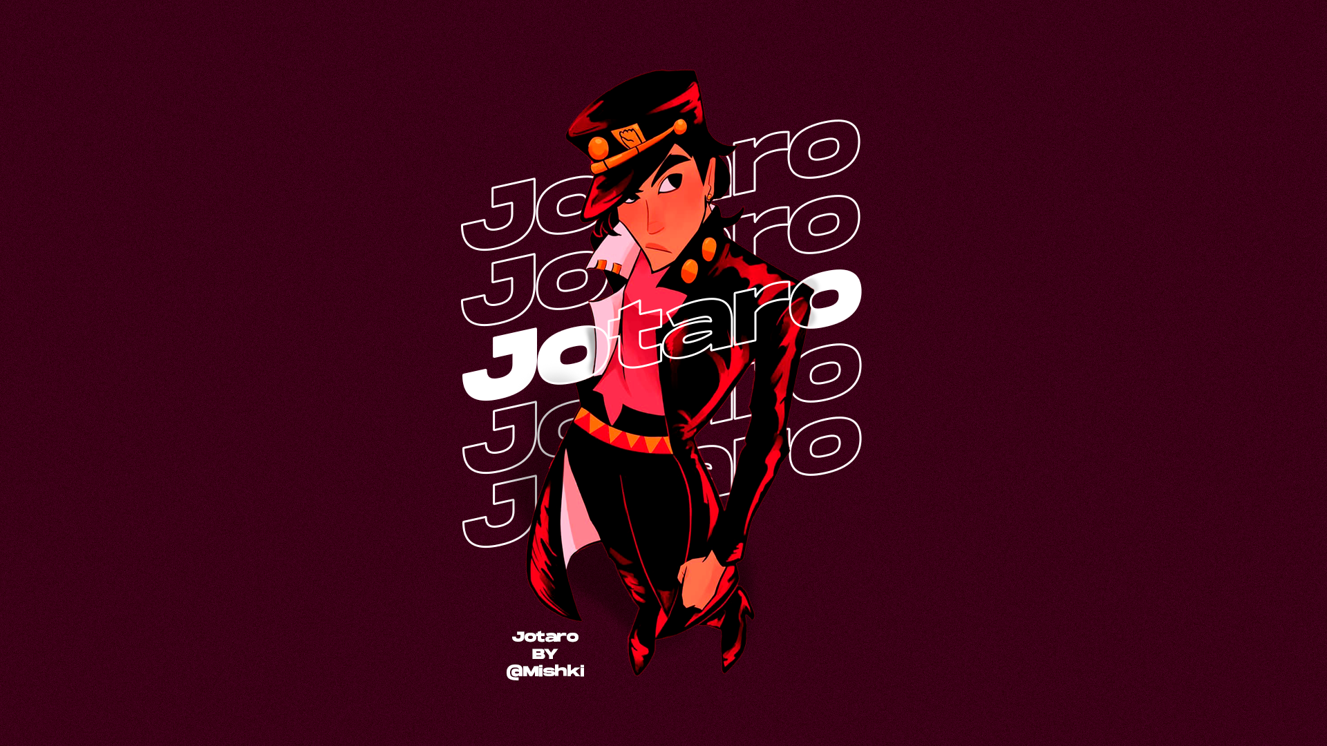 Jotaro Kujo JoJos Bizarre Adventure Anime Red Background Simple Background 1920x1080