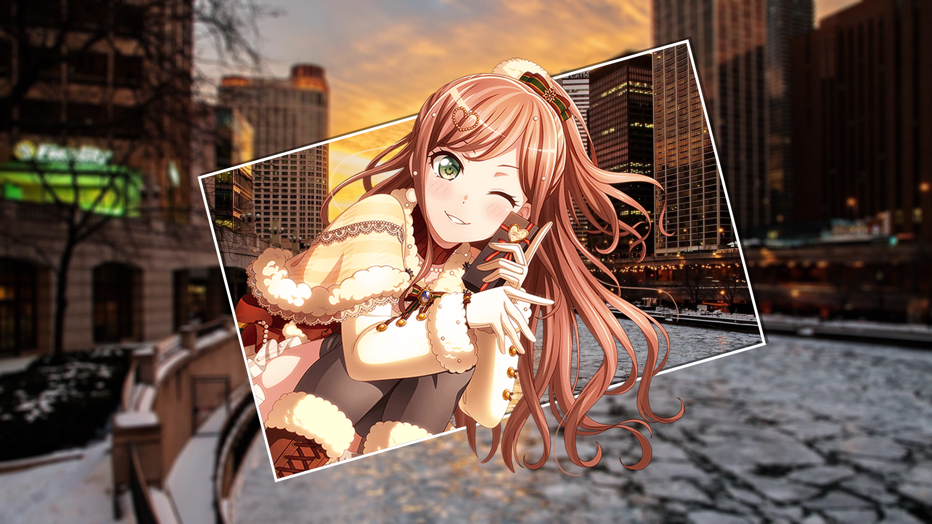 Bang Dream Imai Lisa Winter River City Picture In Picture Wallpaper Resolution 19x1080 Id Wallha Com