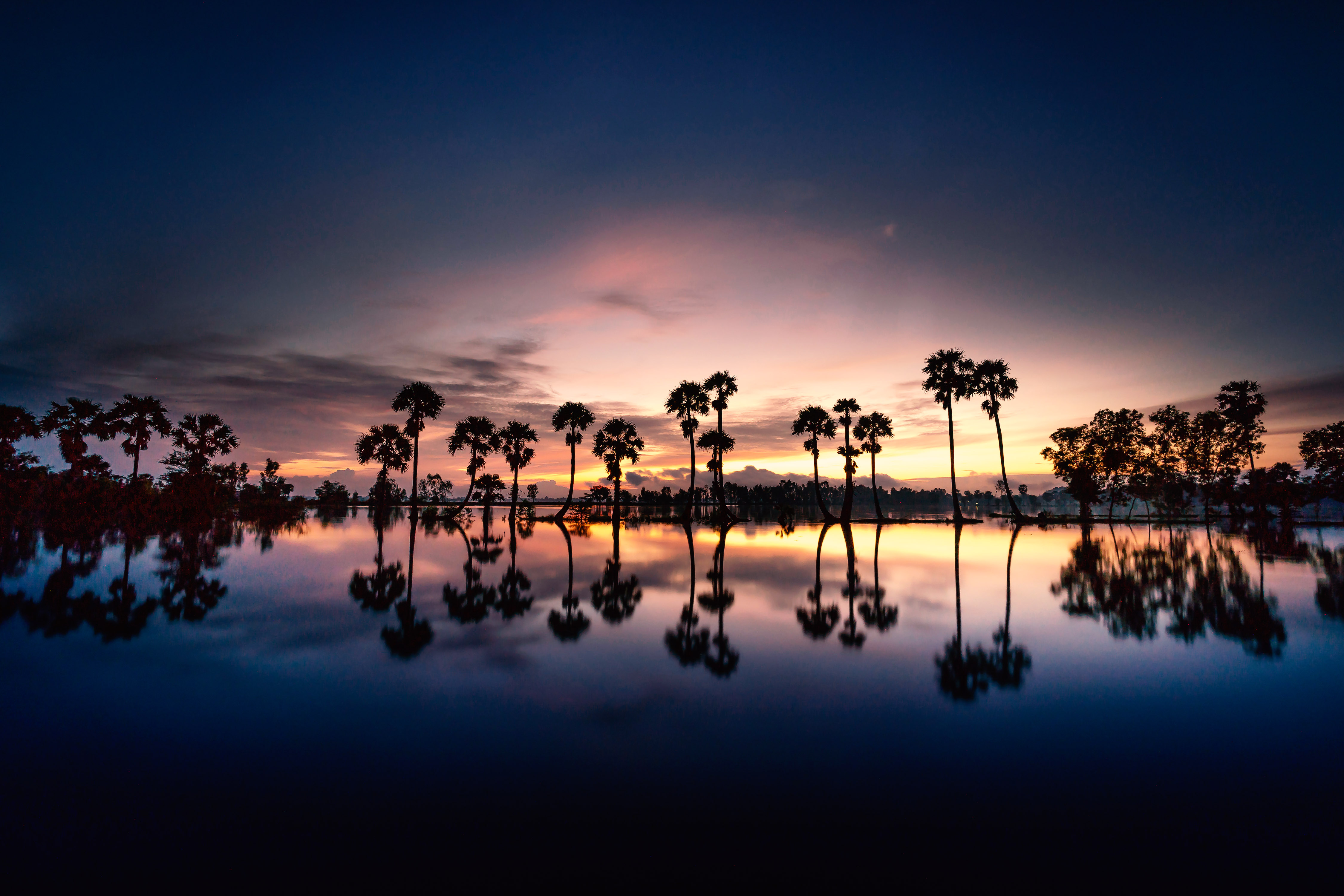 Lake Reflection Sunset 4498x3000