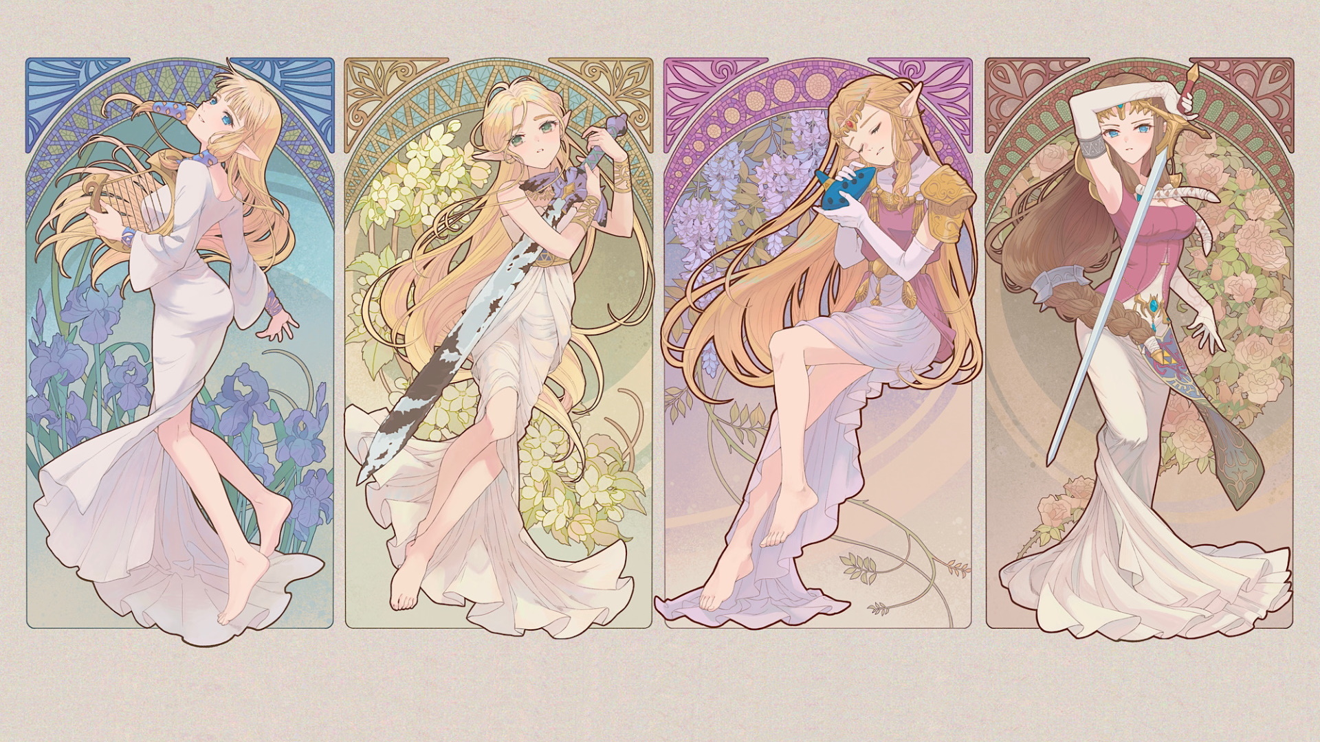 Zelda The Legend Of Zelda Blonde Long Hair Dress Digital Art The Legend Of Zelda Ocarina Of Time The 1920x1080