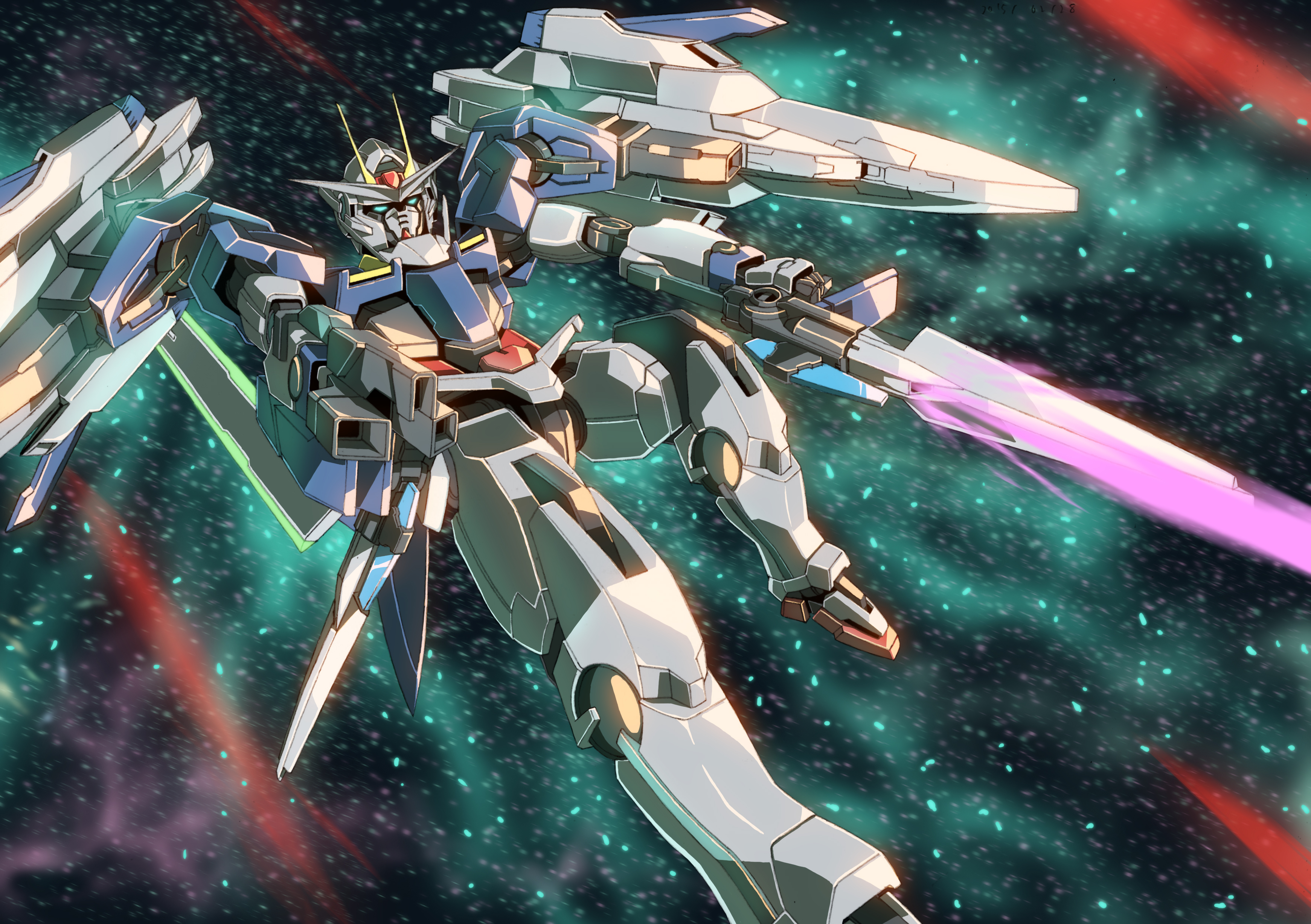 00 Raiser Mobile Suit Gundam 00 Super Robot Wars Gundam Mech Anime Artwork Digital Art Fan Art 3482x2456