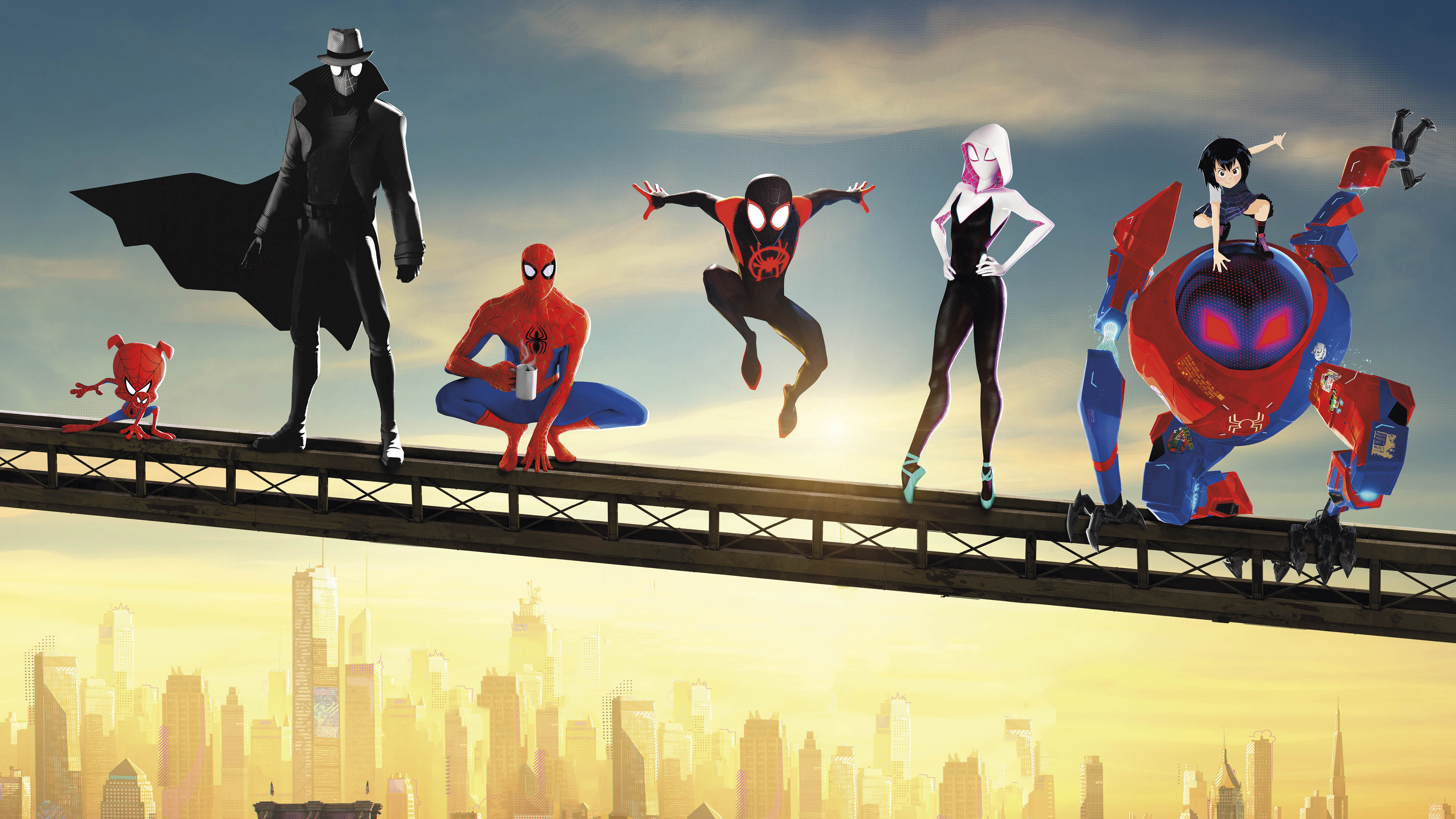 Spider Man Peni Parker Spider Ham Spider Man Noir Miles Morales Spider Gwen 5000x2812