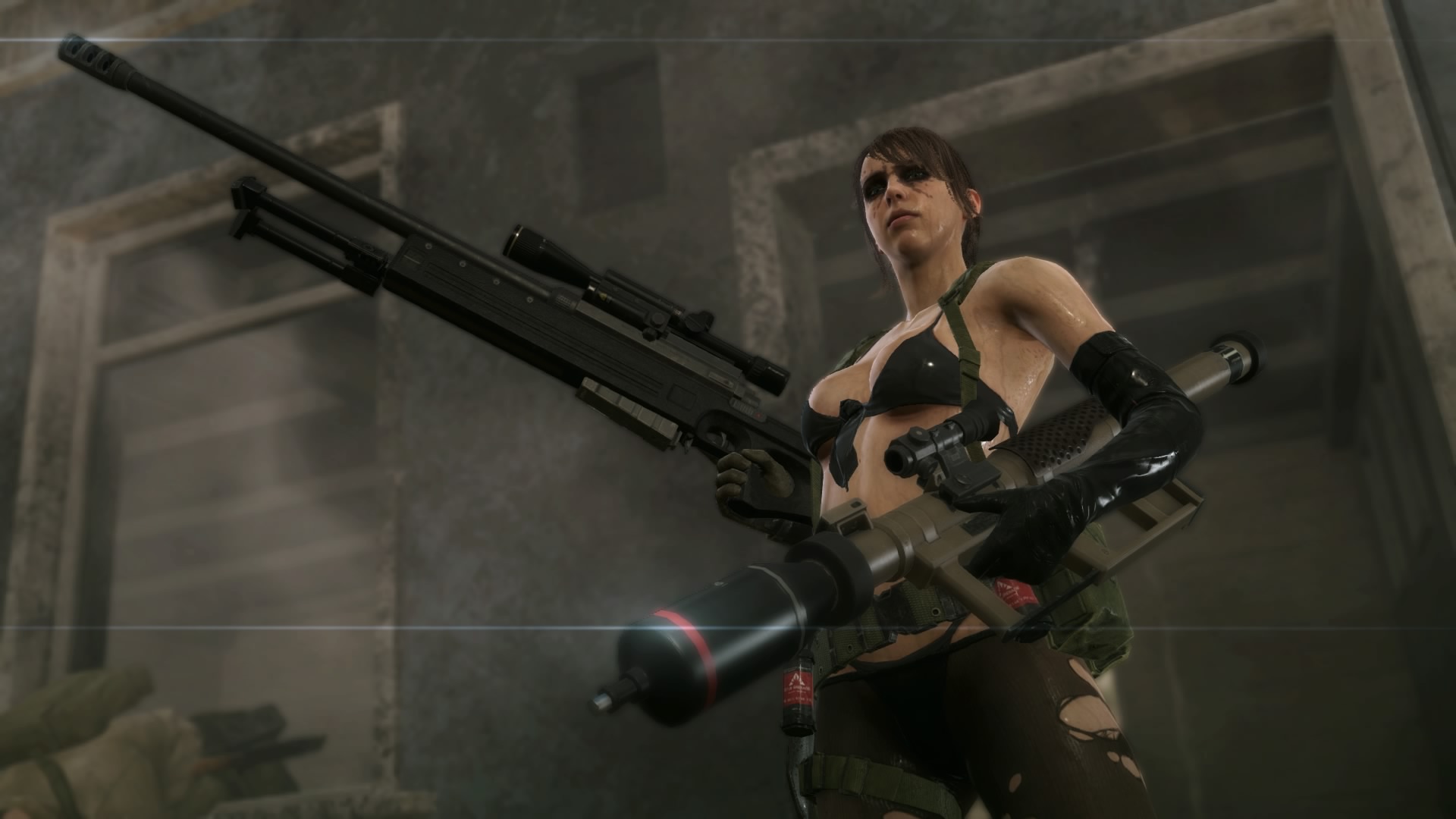 Metal Gear Solid V The Phantom Pain Quiet Stefanie Joosten Sniper Rifle Female Soldier Video Games 1920x1080