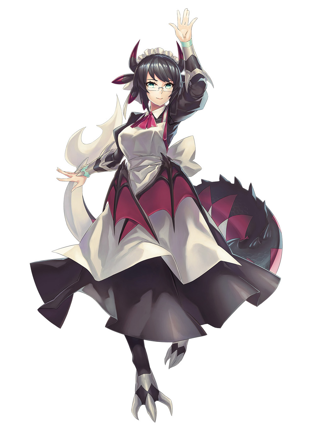 Anime Anime Girls Trading Card Games Yu Gi Oh House Dragonmaid Long Hair Black Hair Maid Maid Outfit 992x1378