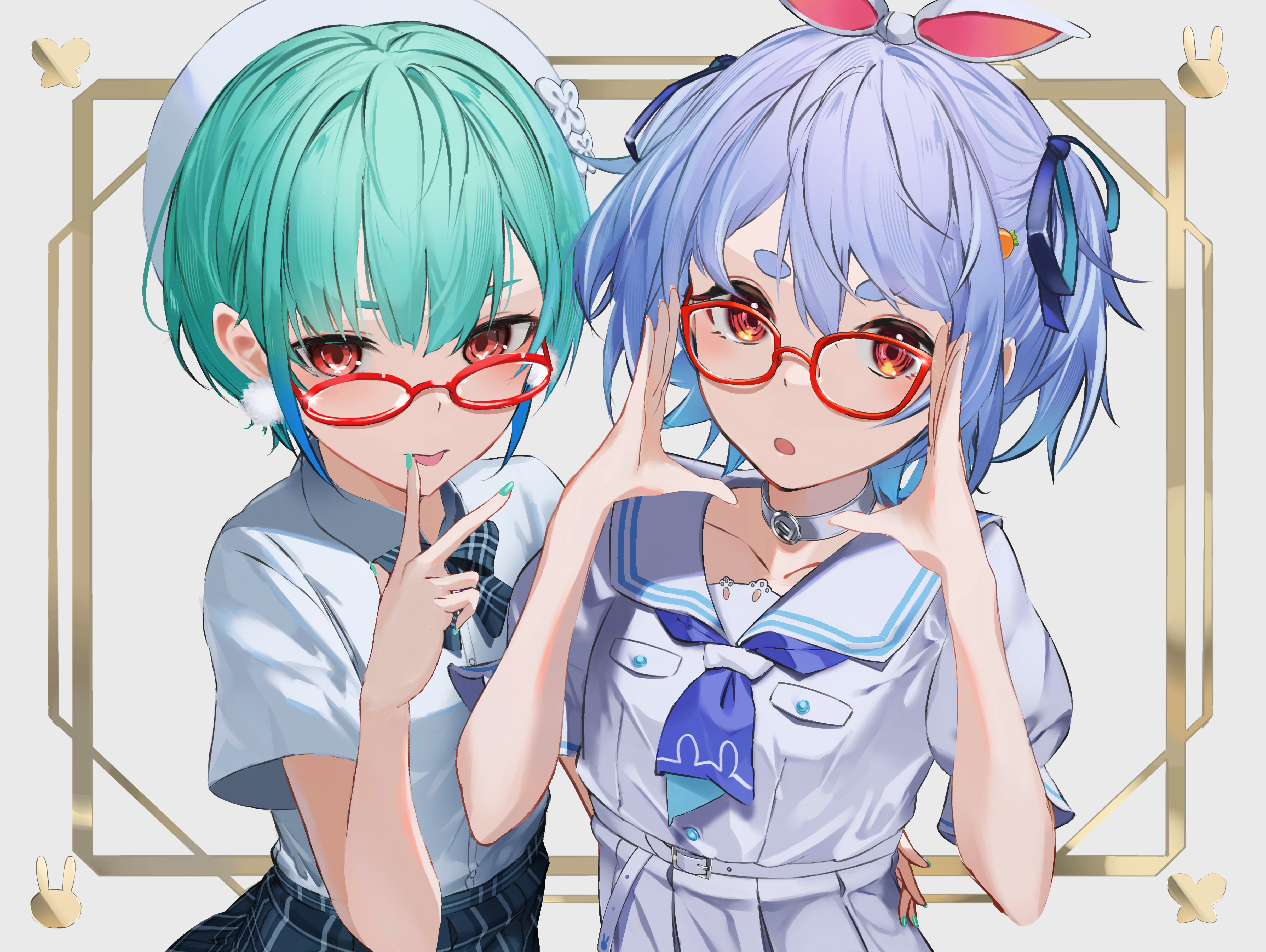 Hololive Usada Pekora Uruha Rushia Glasses Virtual Youtuber Anime Girls 4844x3643