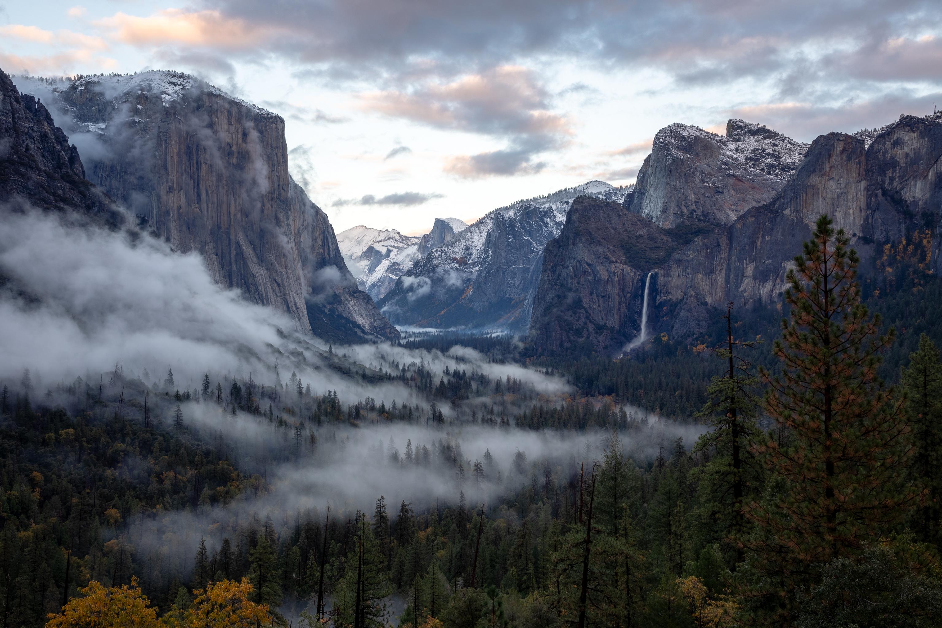 Yosemite National Park California USA Landscape Mountains Nature Forest Mist Fall 3072x2048