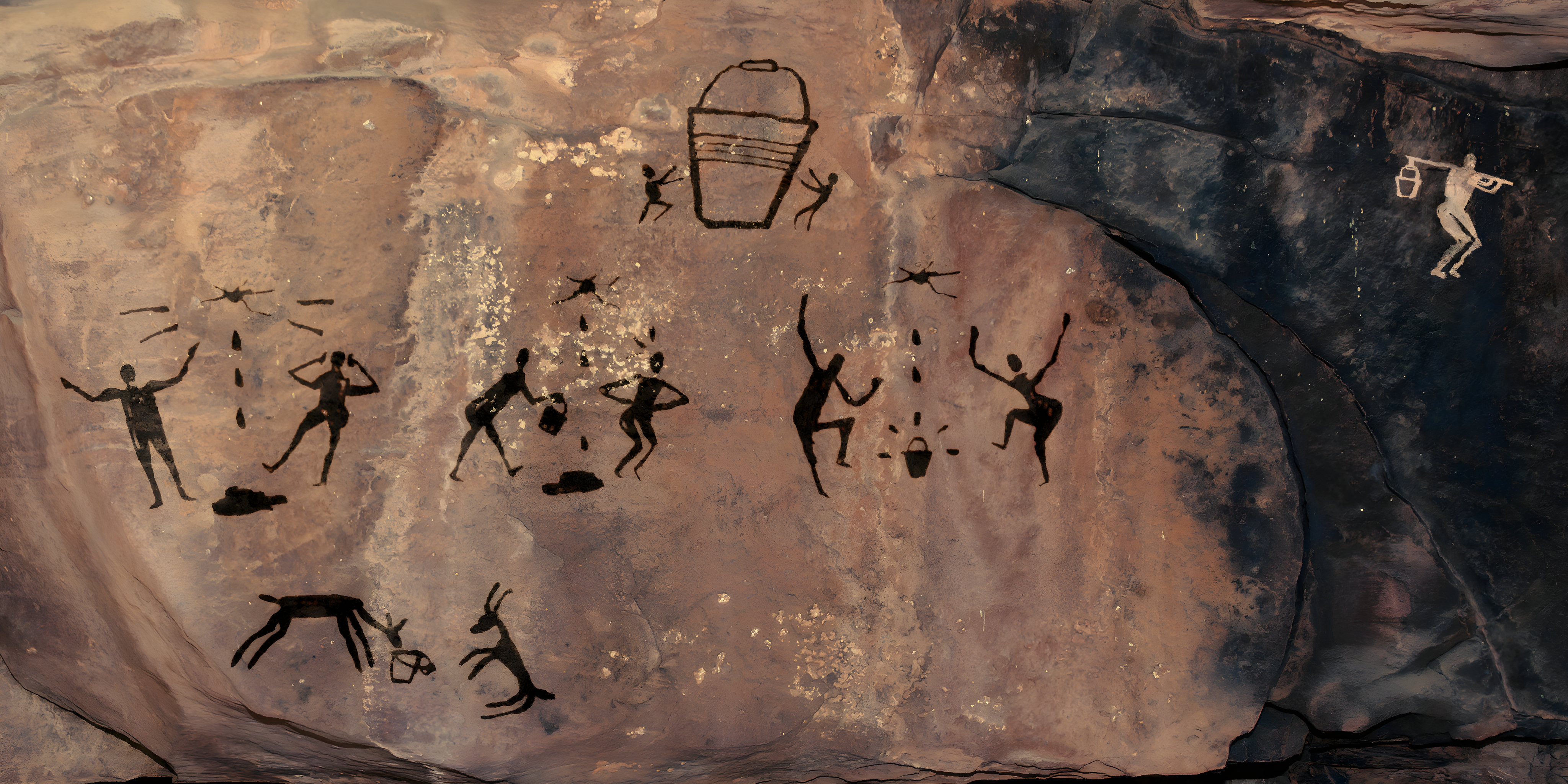 The Stanley Parable Bucket Cave Painting PC Gaming Video Games Video Game Art 4096x2048