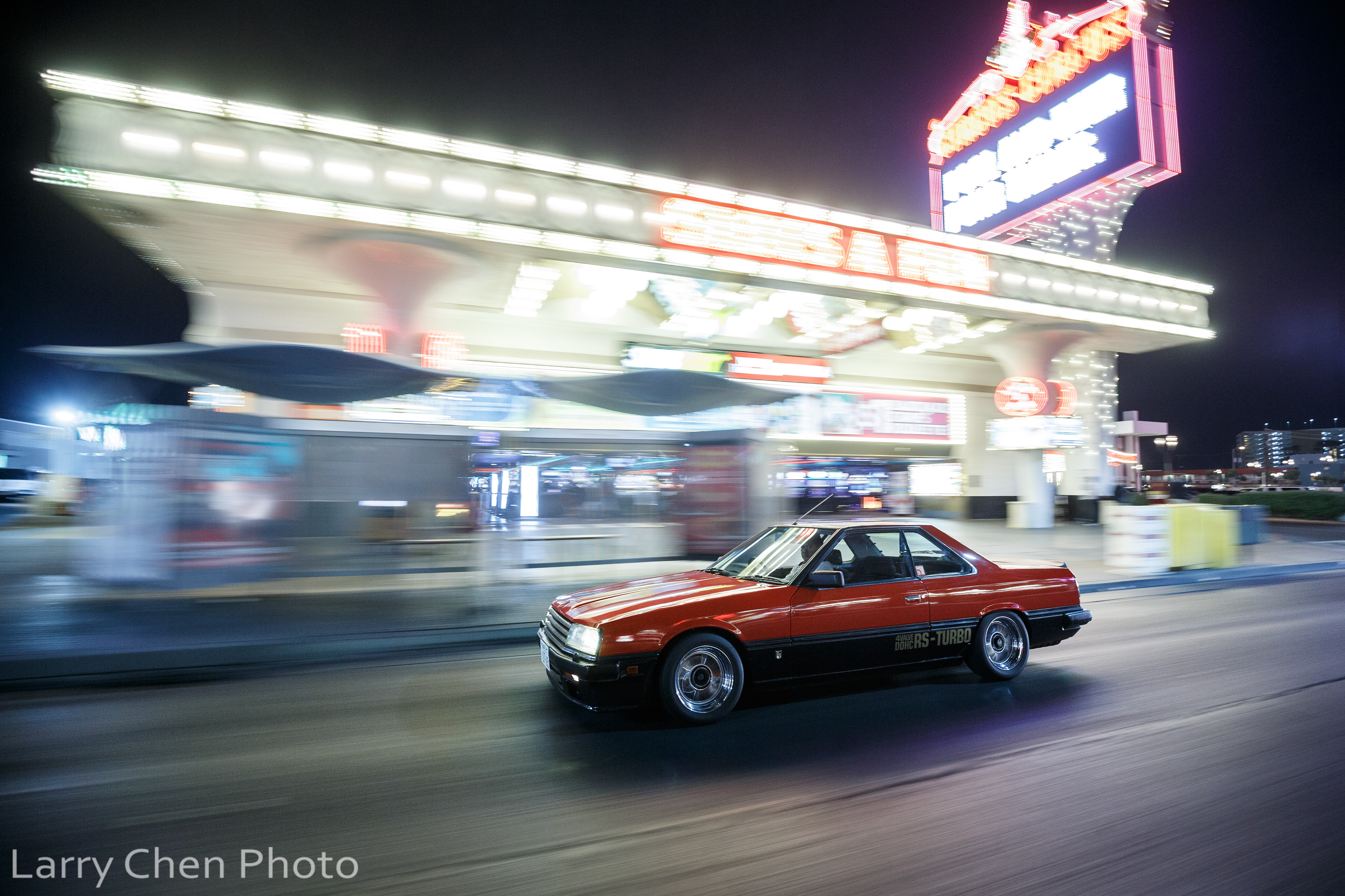 Nissan Skyline Red Cars JDM Japanese Cars Night City Lights Sports Car Larry Chen 3840x2560