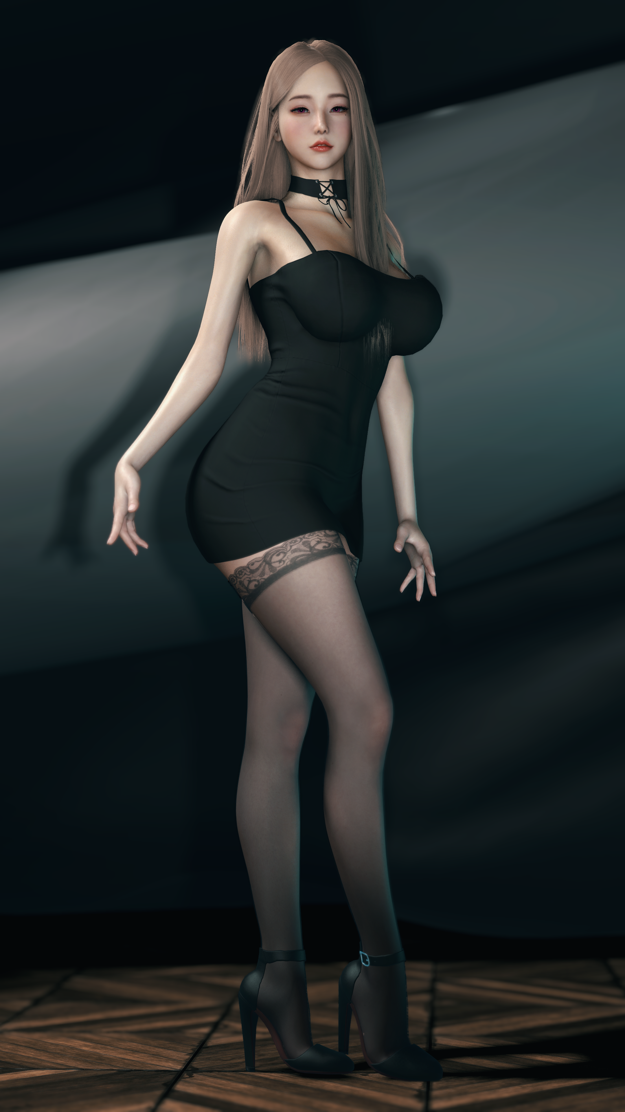 Women Asian 3D CGi Original Characters Dress High Heels Tight Dress 2160x3840