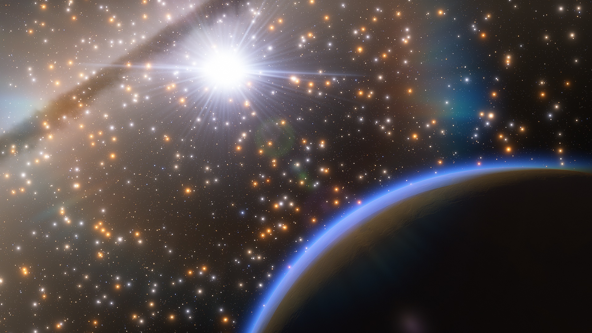 Planet Stars Star Cluster Milky Way 1920x1080