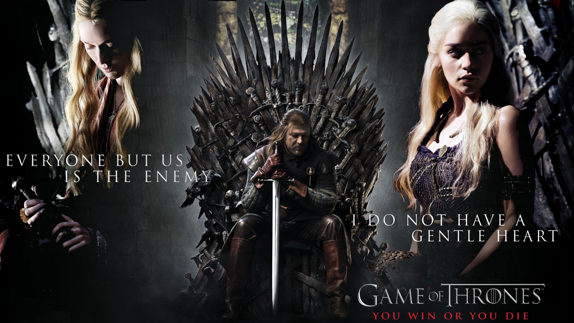 Game Of Thrones TV Series Emilia Clarke Sean Bean Lena Headey Triptych 1920x1080
