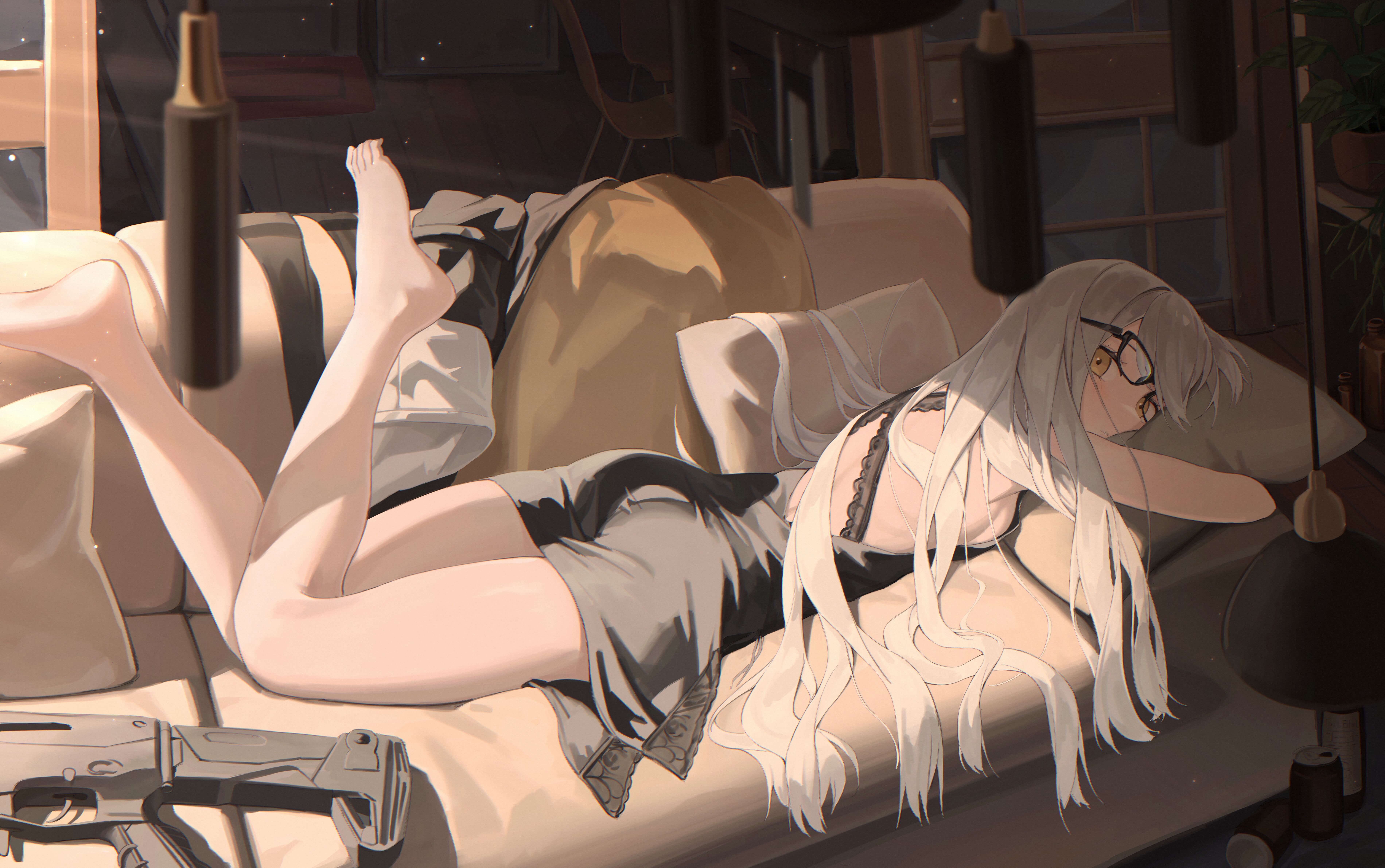 Rei Leyi Anime Anime Girls Legs Long Hair White Hair 7598x4764
