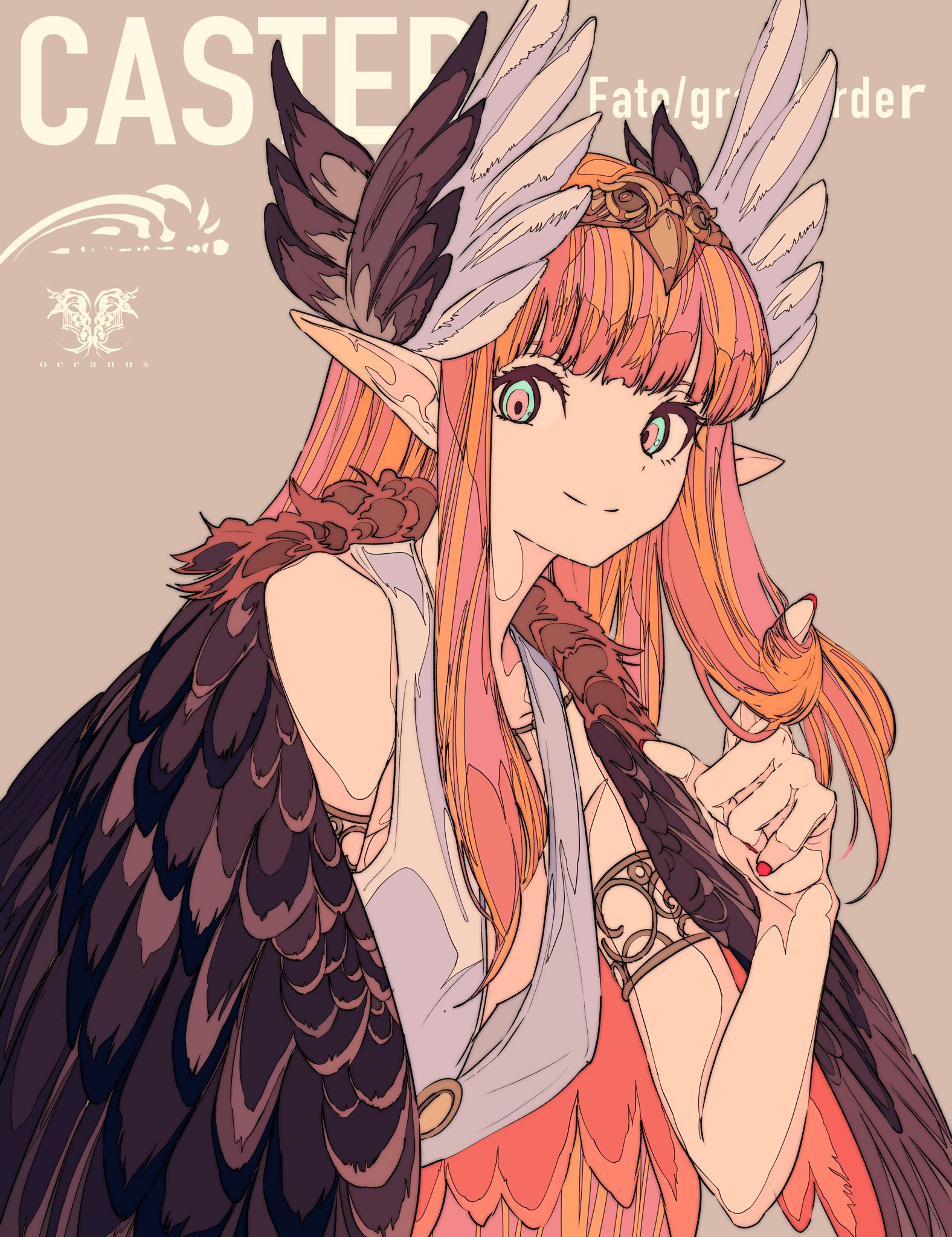 Anime Cogecha Artwork Anime Girls Fate Series Fate Grand Order Circe Fate GO Pointy Ears Wings 1576x2048