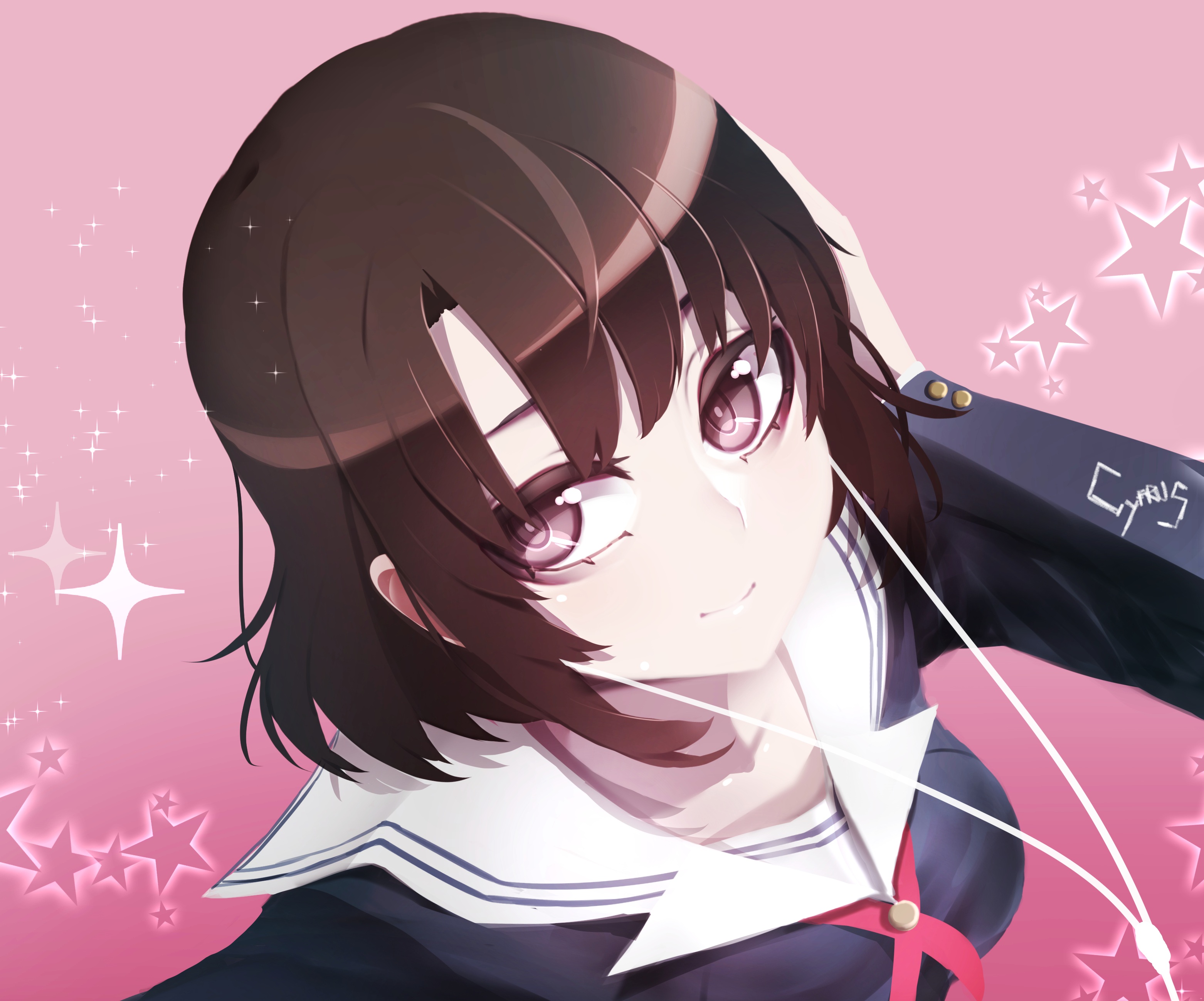 Saenai Heroine No Sodatekata Katou Megumi Anime Brunette Pink Background Pink Eyes Anime Girls 3124x2596