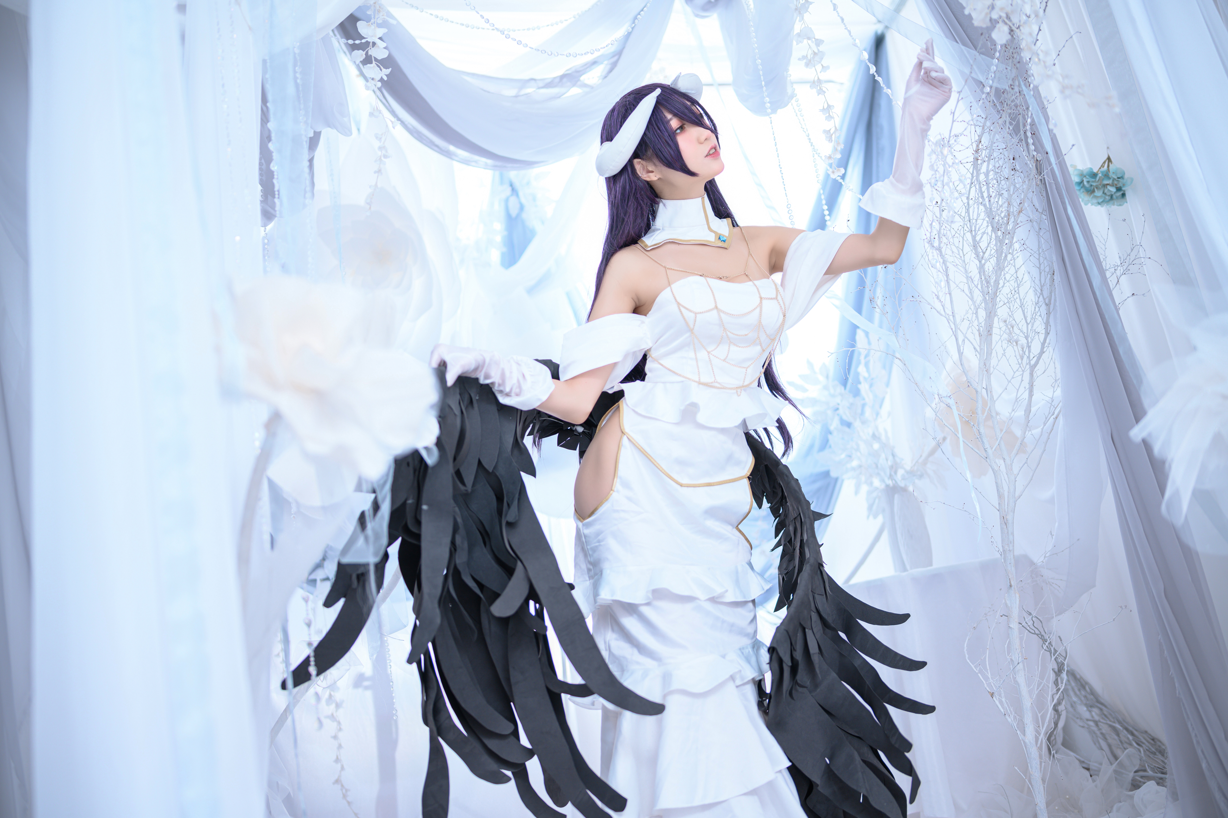 Zhou Ying Women Model Asian Cosplay Albedo OverLord Overlord Anime Anime Anime Girls Wings Dress Hor 4096x2731
