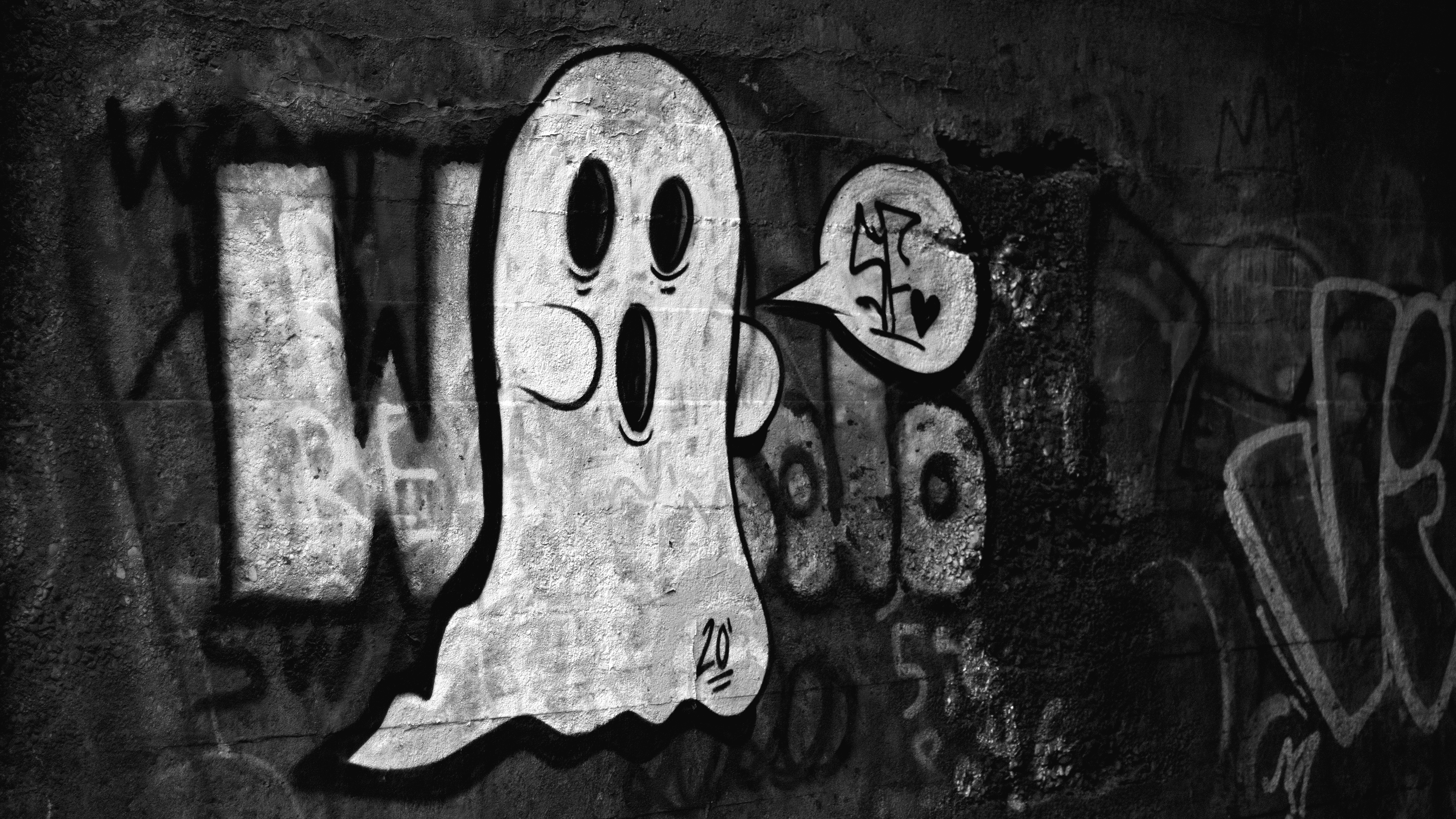 Graffiti Ghost Low Saturation Concrete Kyle Larivee 3840x2160