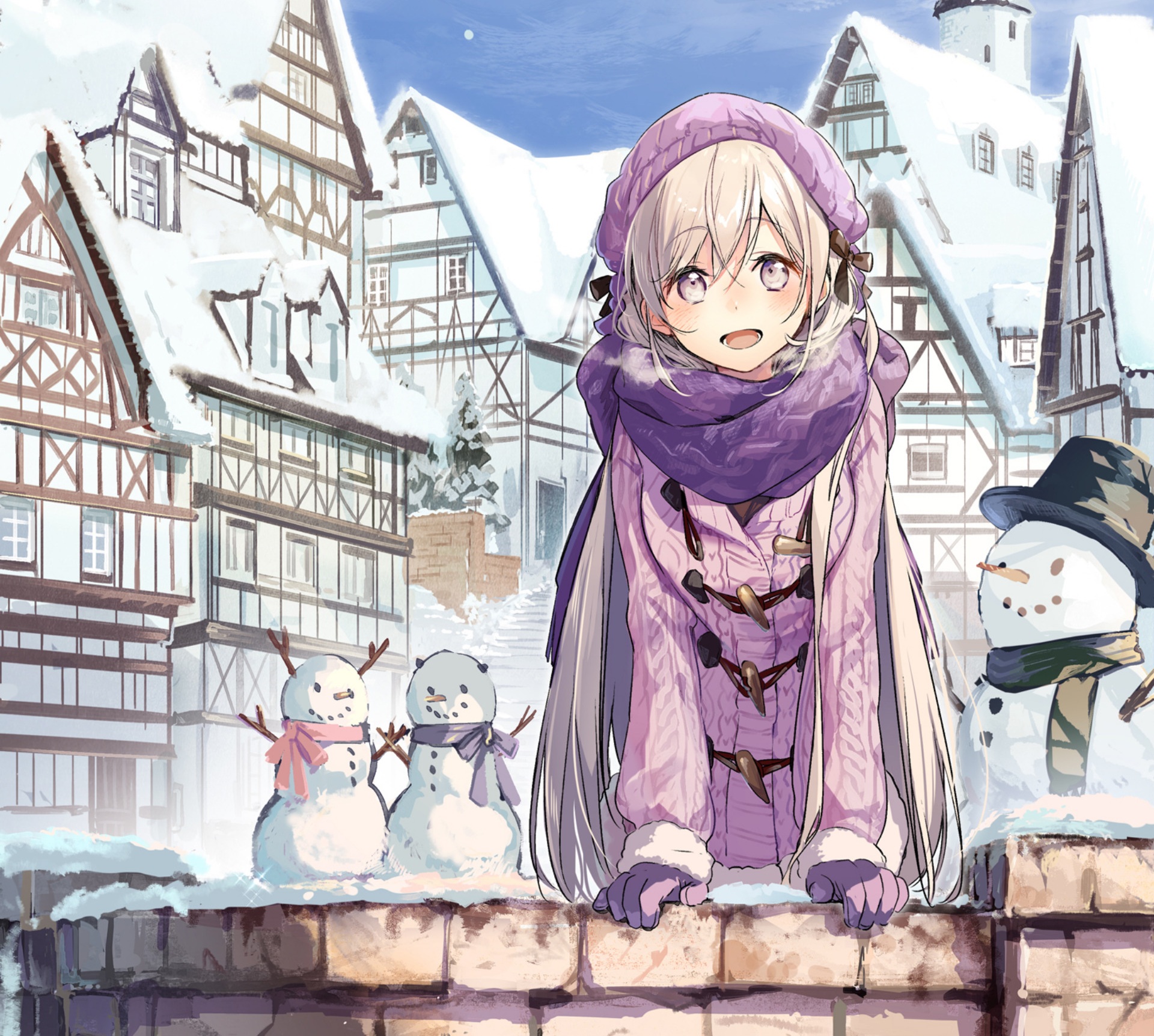 Latina If It 039 S For My Daughter Snow Winter Blush Scarf Blonde Hat Purple Eyes Long Hair Snowman  1920x1724