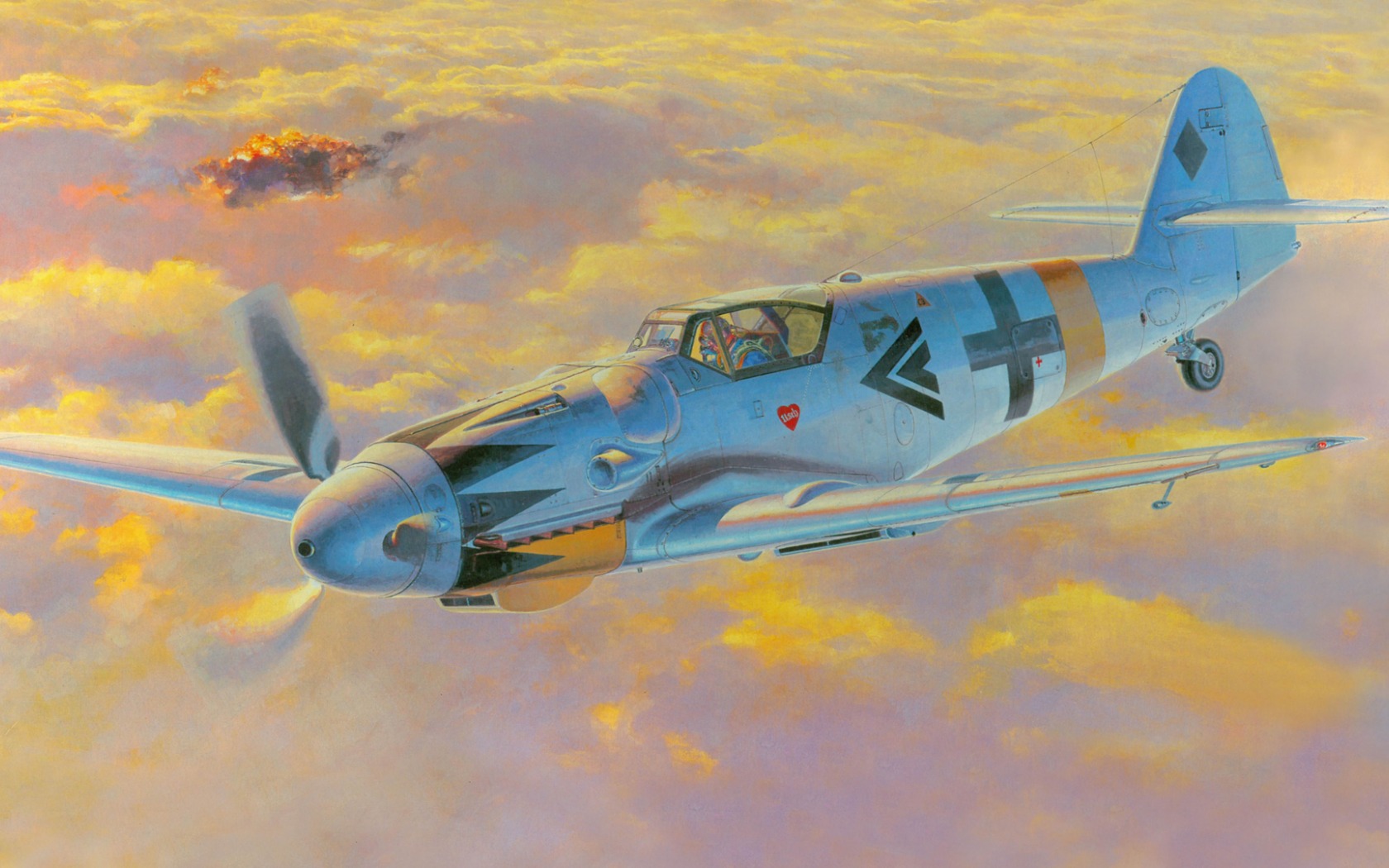 World War Ii Airplane Painting Messerschmitt Bf 109 1680x1050