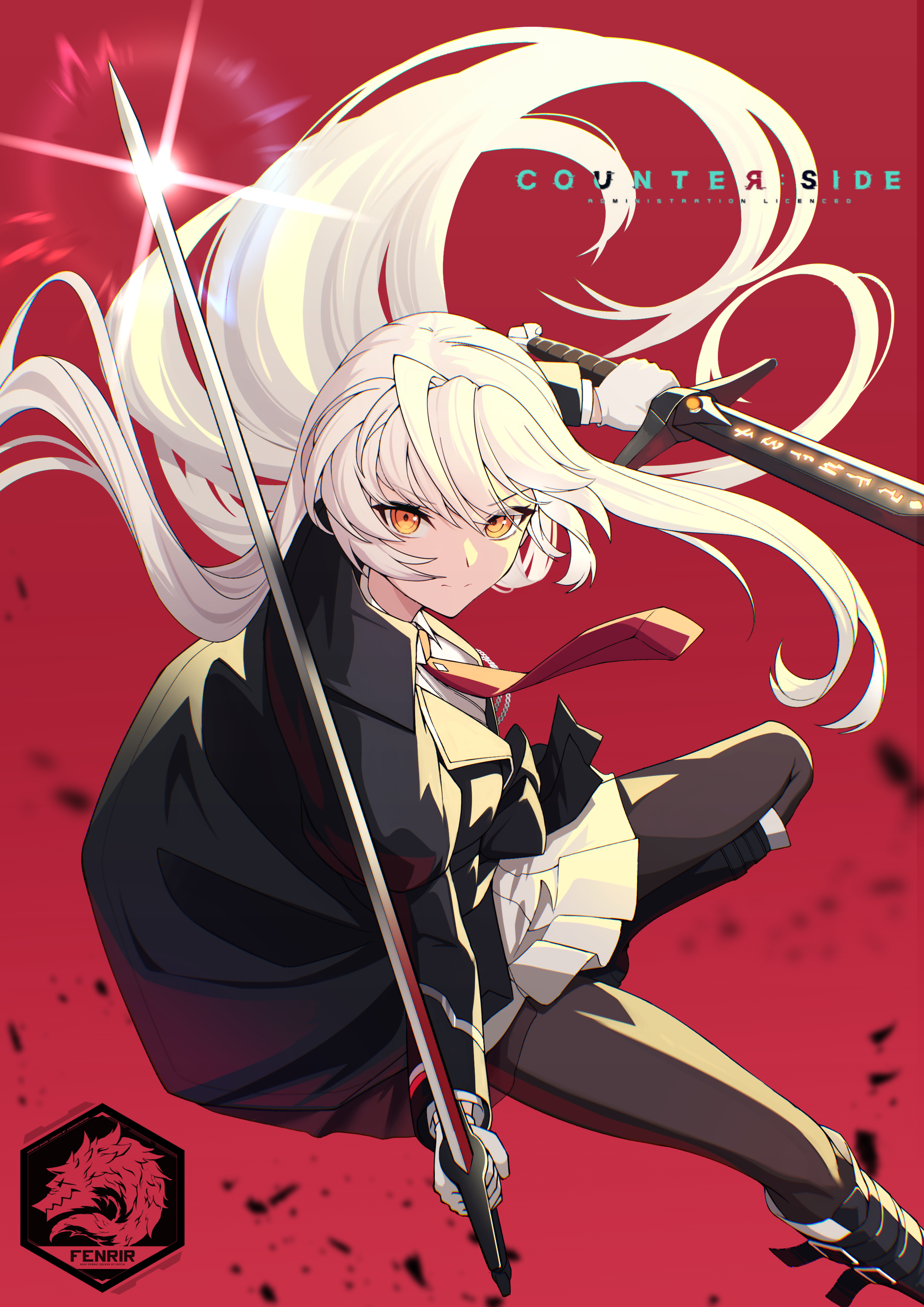 ETT Anime Girls White Hair Sword Weapon 2480x3508