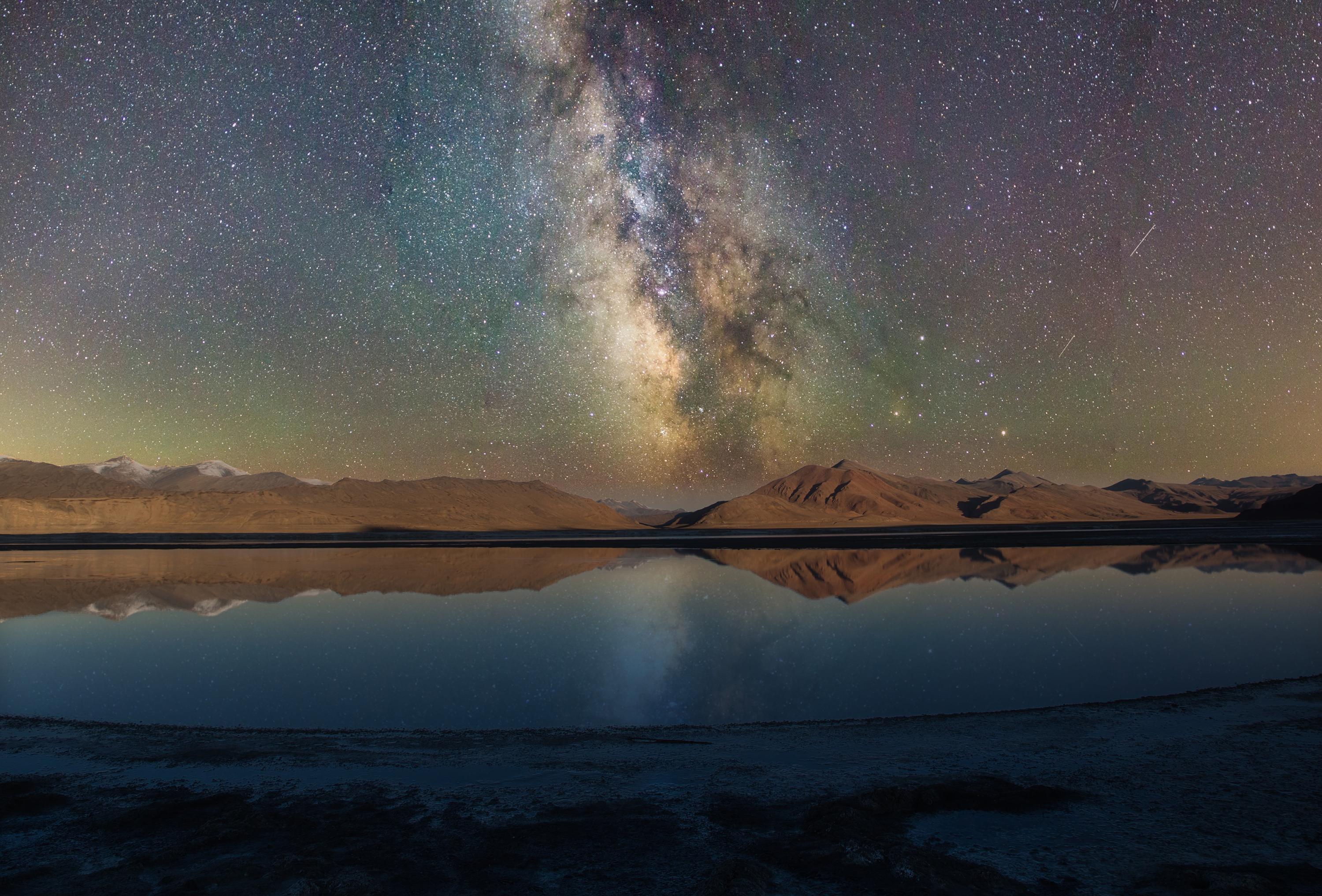 Landscape Stars Milky Way Water Reflection 3000x2033