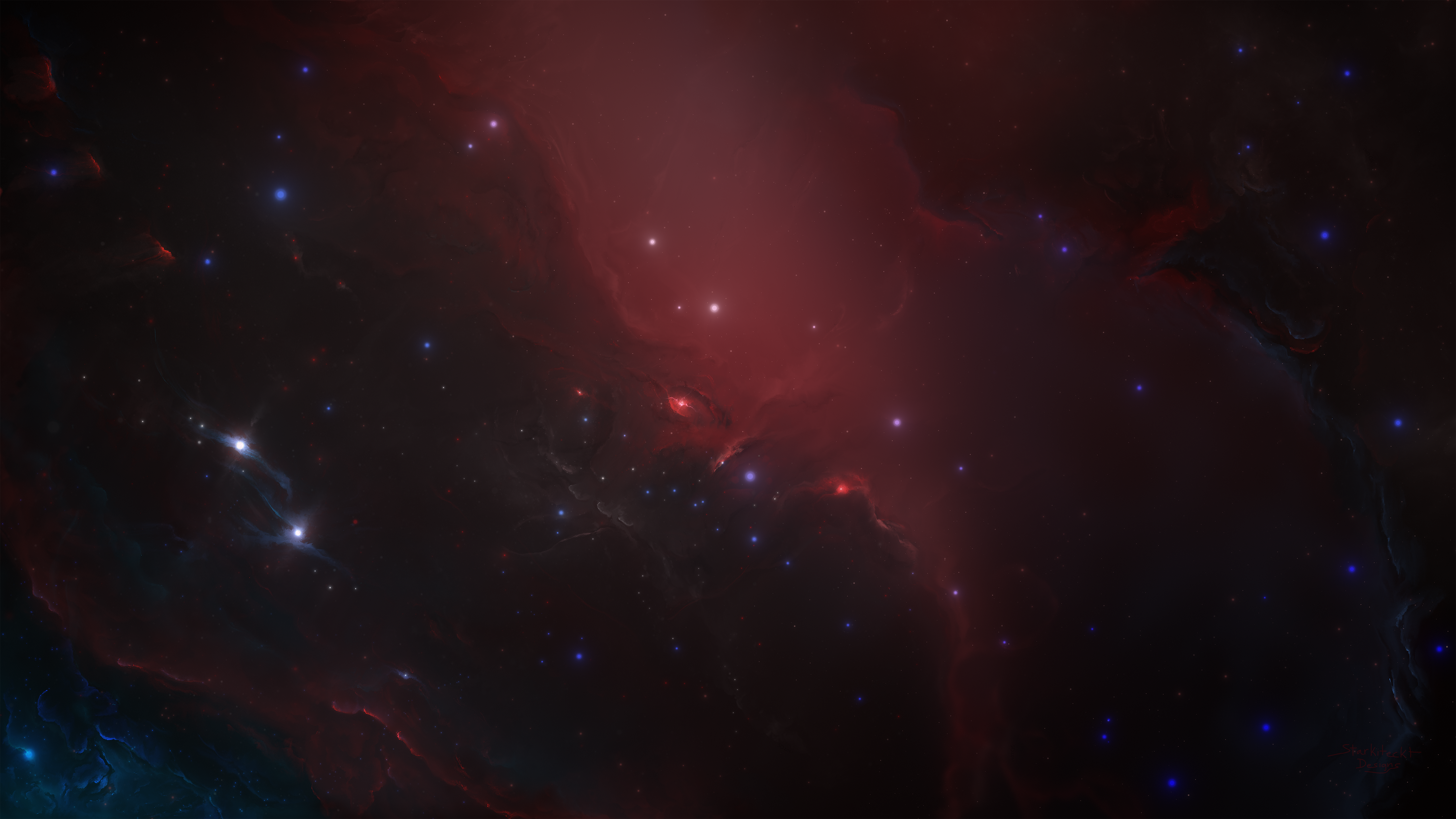 Starkiteckt Space Nebula Red Universe Stars 5120x2880