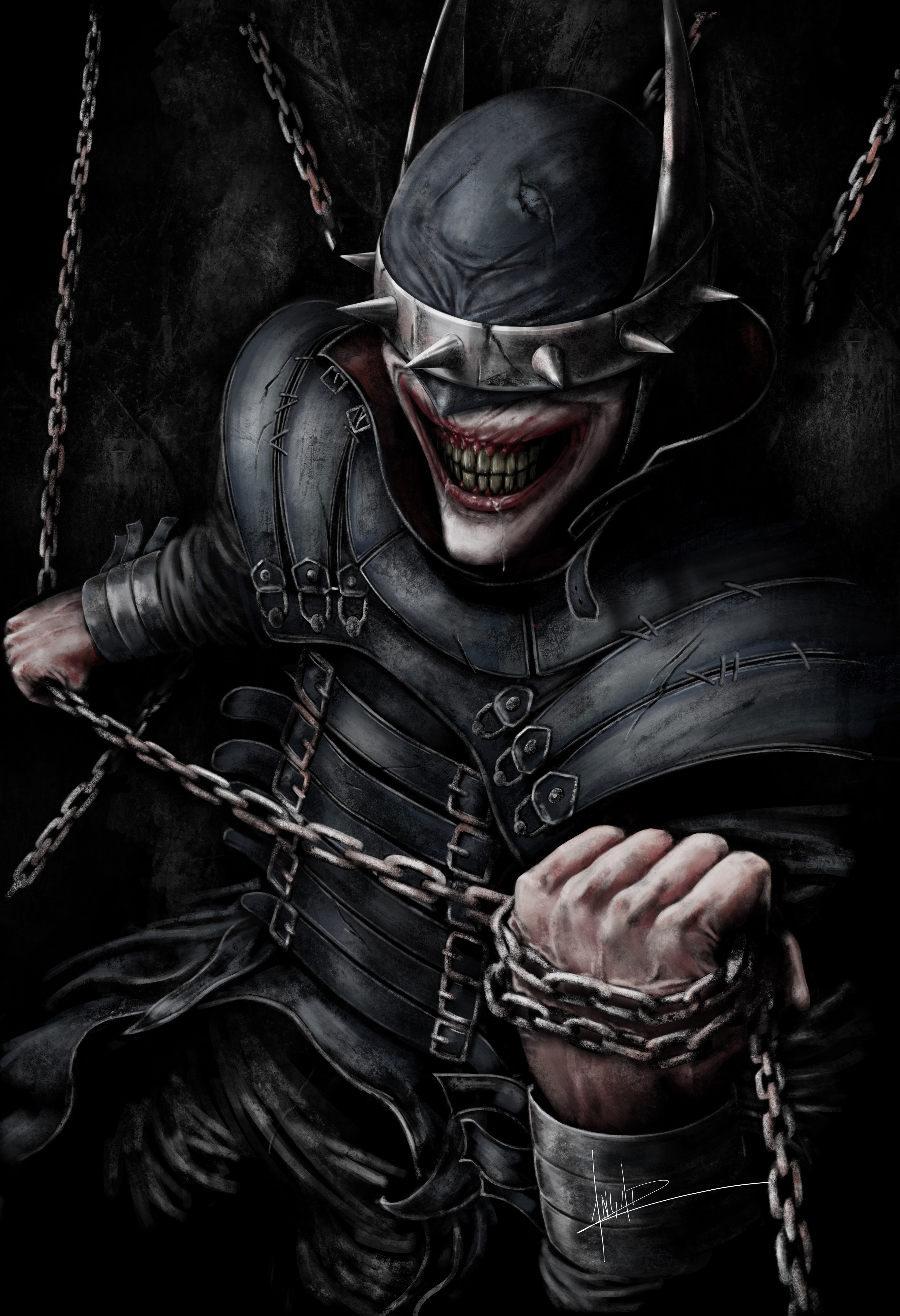 The Batman Who Laughs Comic Art Digital Art Chains DC Comics Laughing Batman 3840x5612