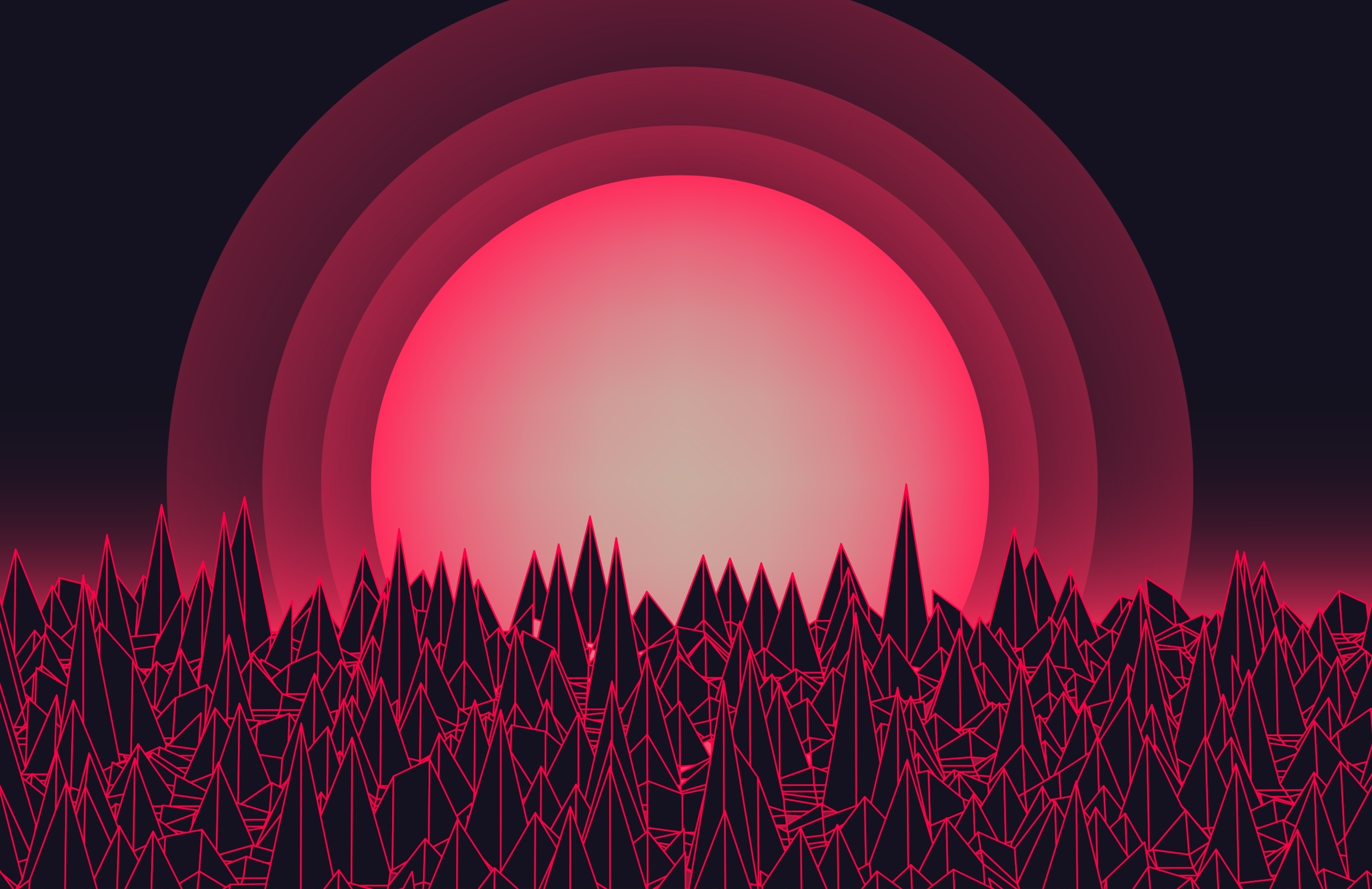 Retro Style Synthwave Artwork Digital Art Synth Red Abstract 2484x1611