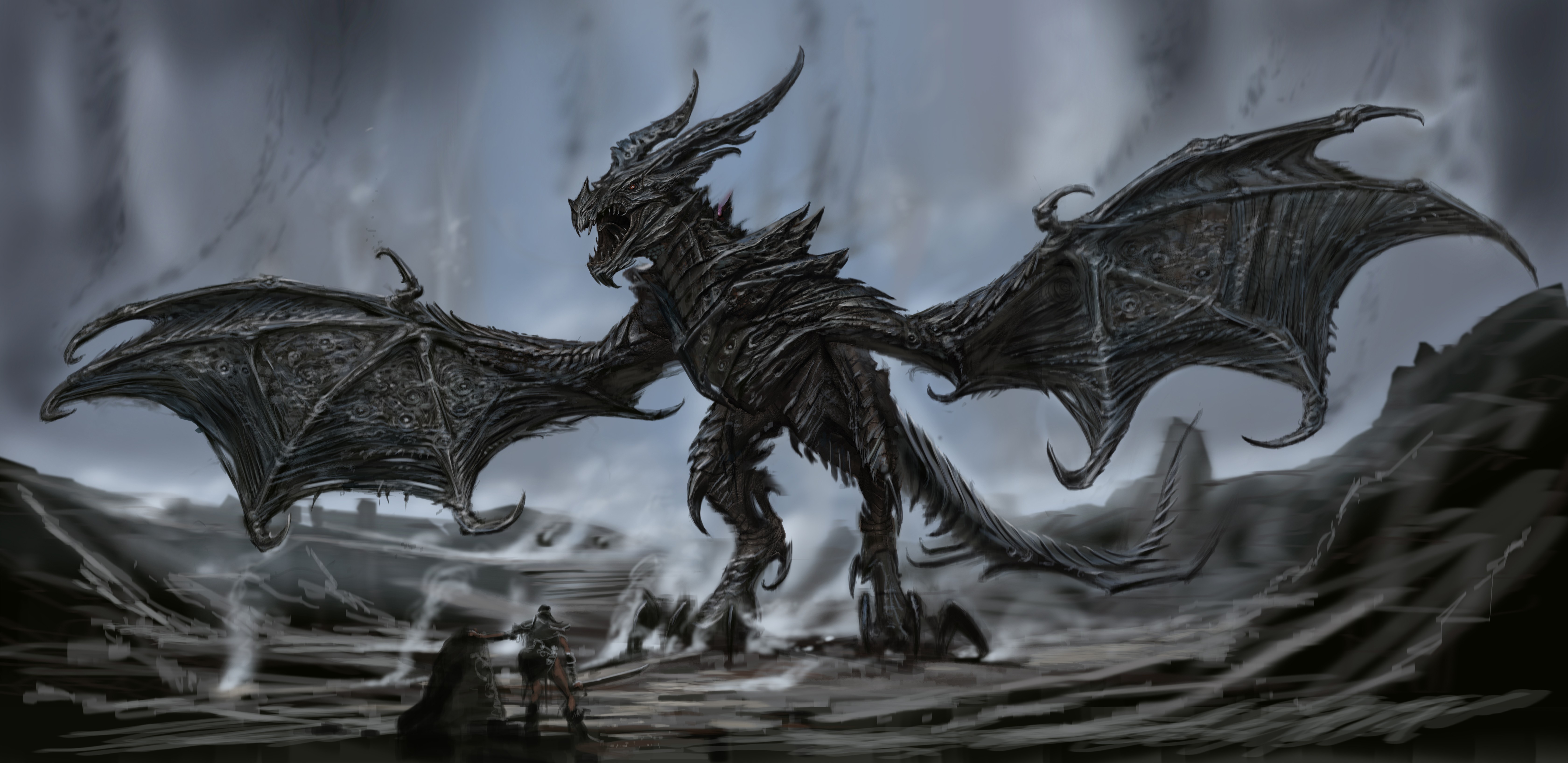 The Elder Scrolls Skyrim Dragon 6720x3270