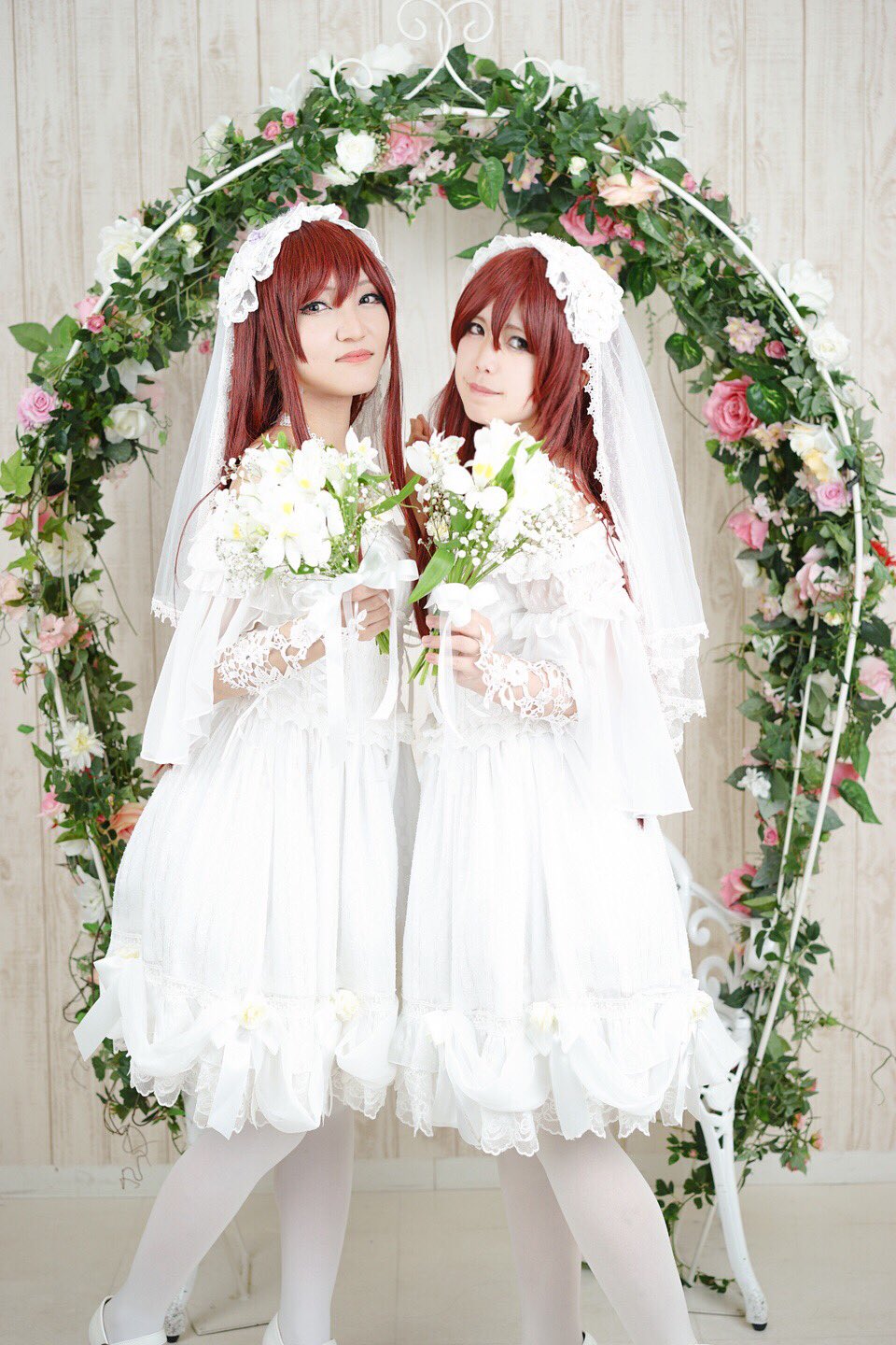 Cosplay Women Asian Twins Japanese Japanese Women Weddings Wedding Dress Long Hair Brunette Oosaki A 960x1440