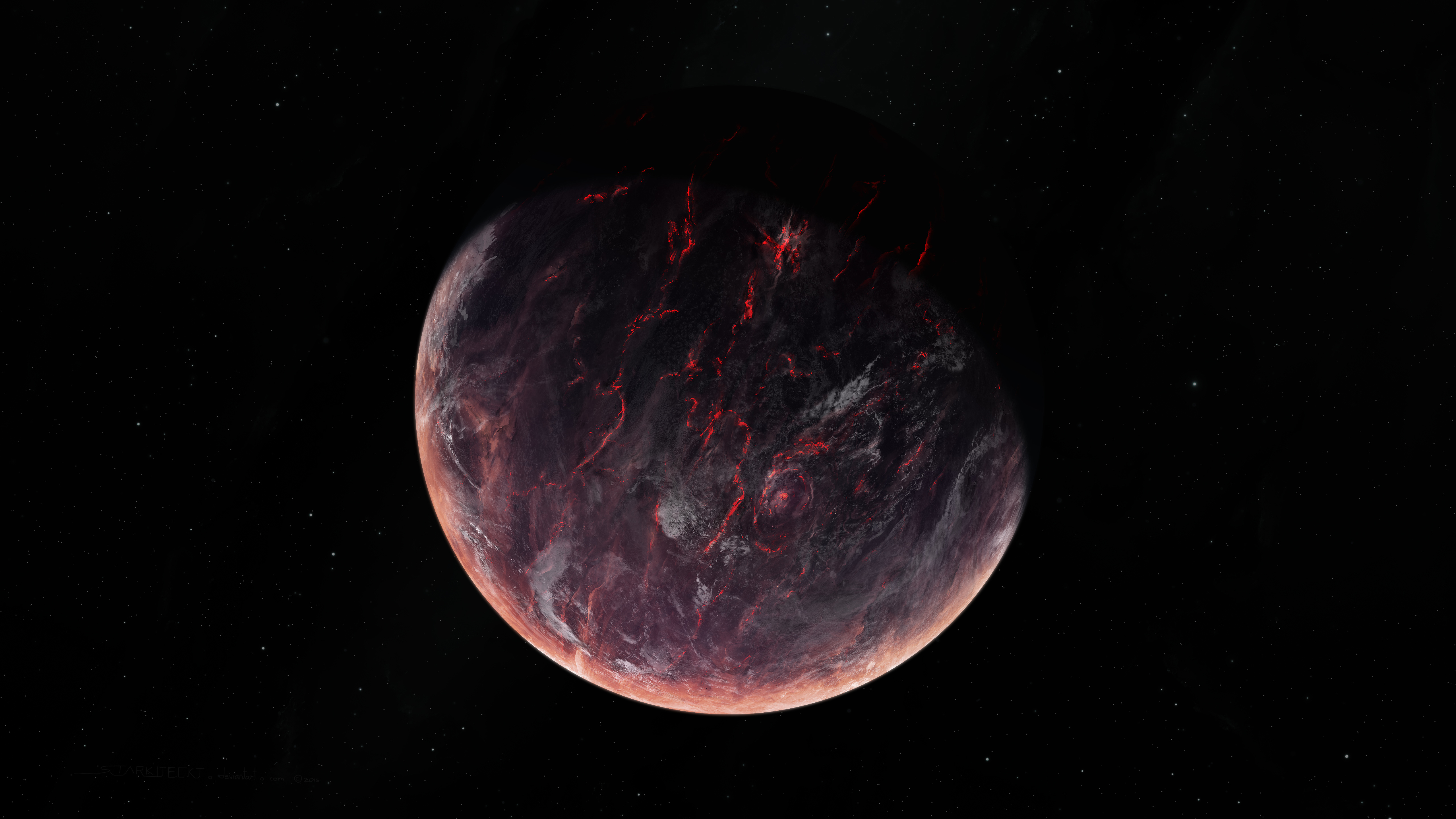 Planet Exoplanet Stars Space Galaxy Volcano 5120x2880