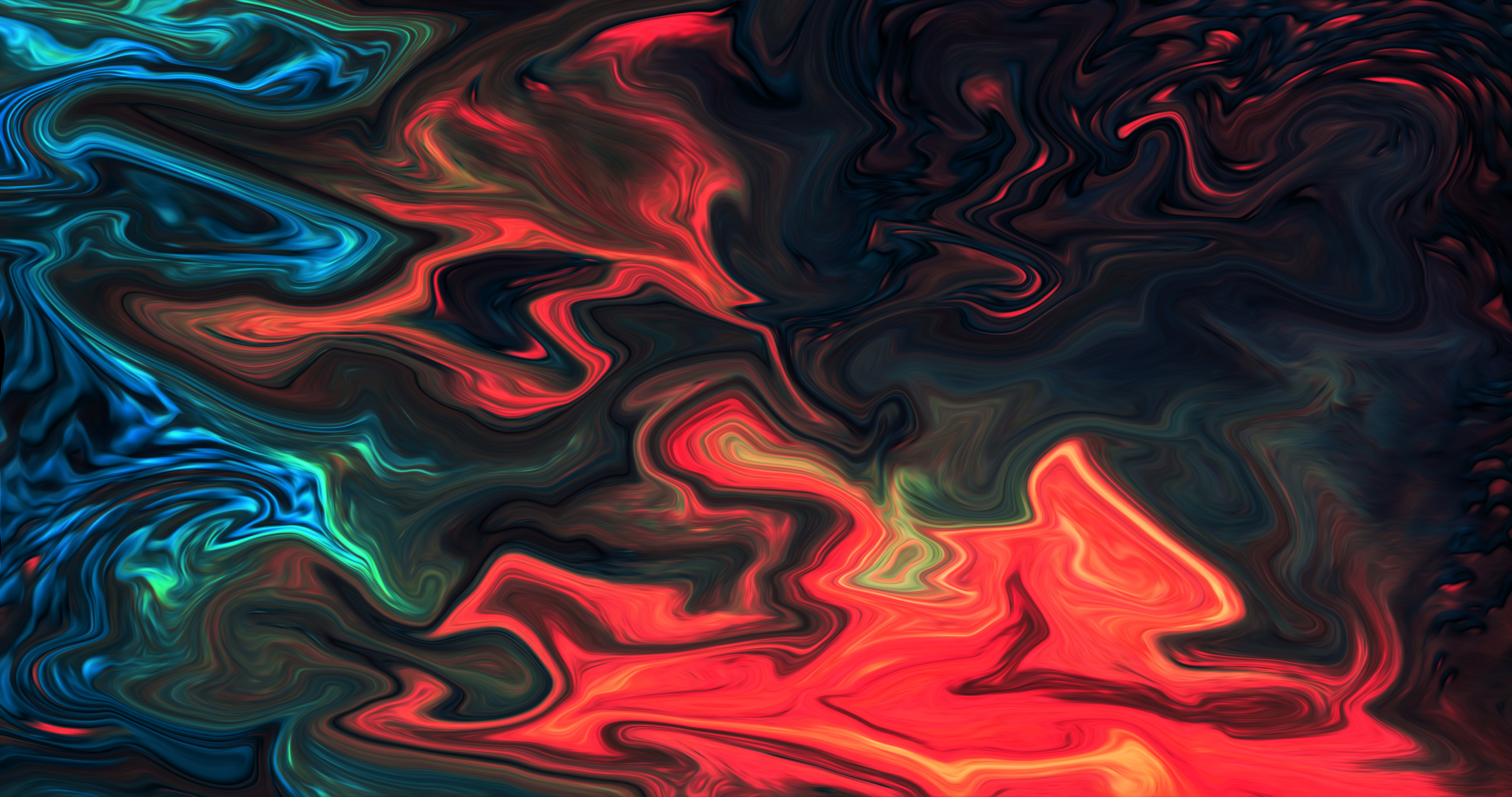 Abstract Fluid Liquid Colorful Artwork ArtStation Brush Paintbrushes Red Blue XEBELiON 4096x2160