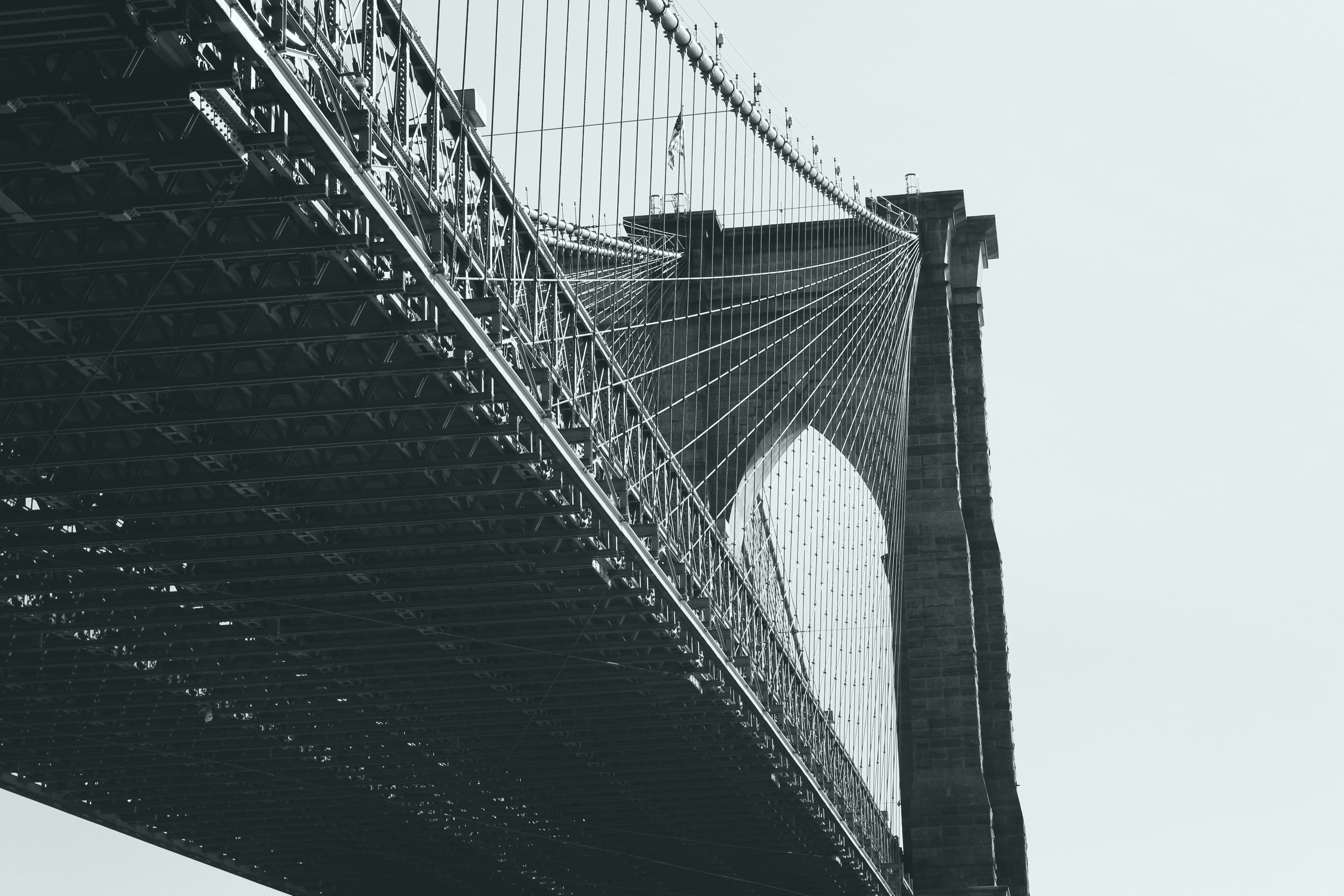 Brooklyn Bridge Bridge New York City Brooklyn Monochrome Architecture 5016x3344