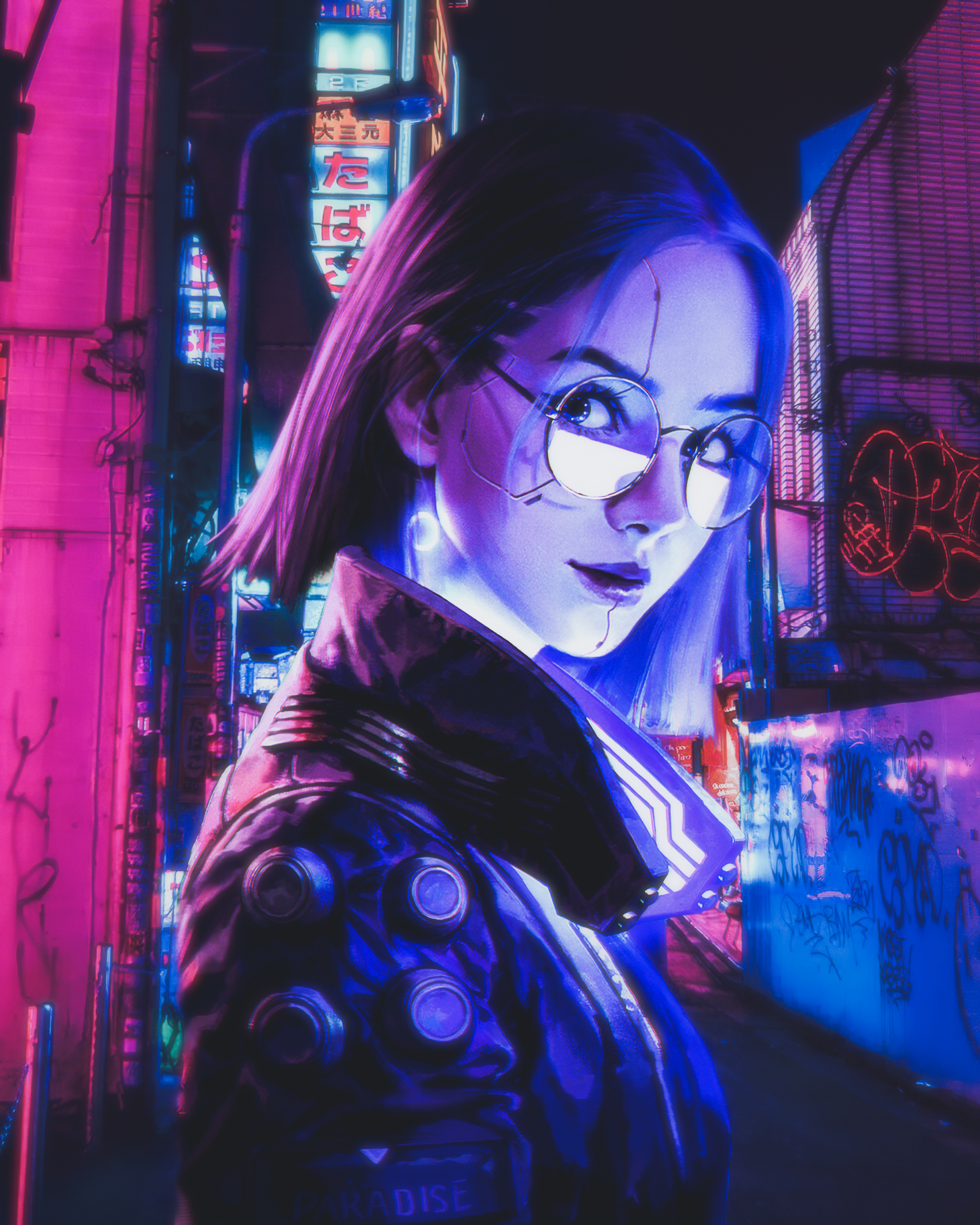 Cyberpunk Concept Art Neon Purple Light 1920x2400