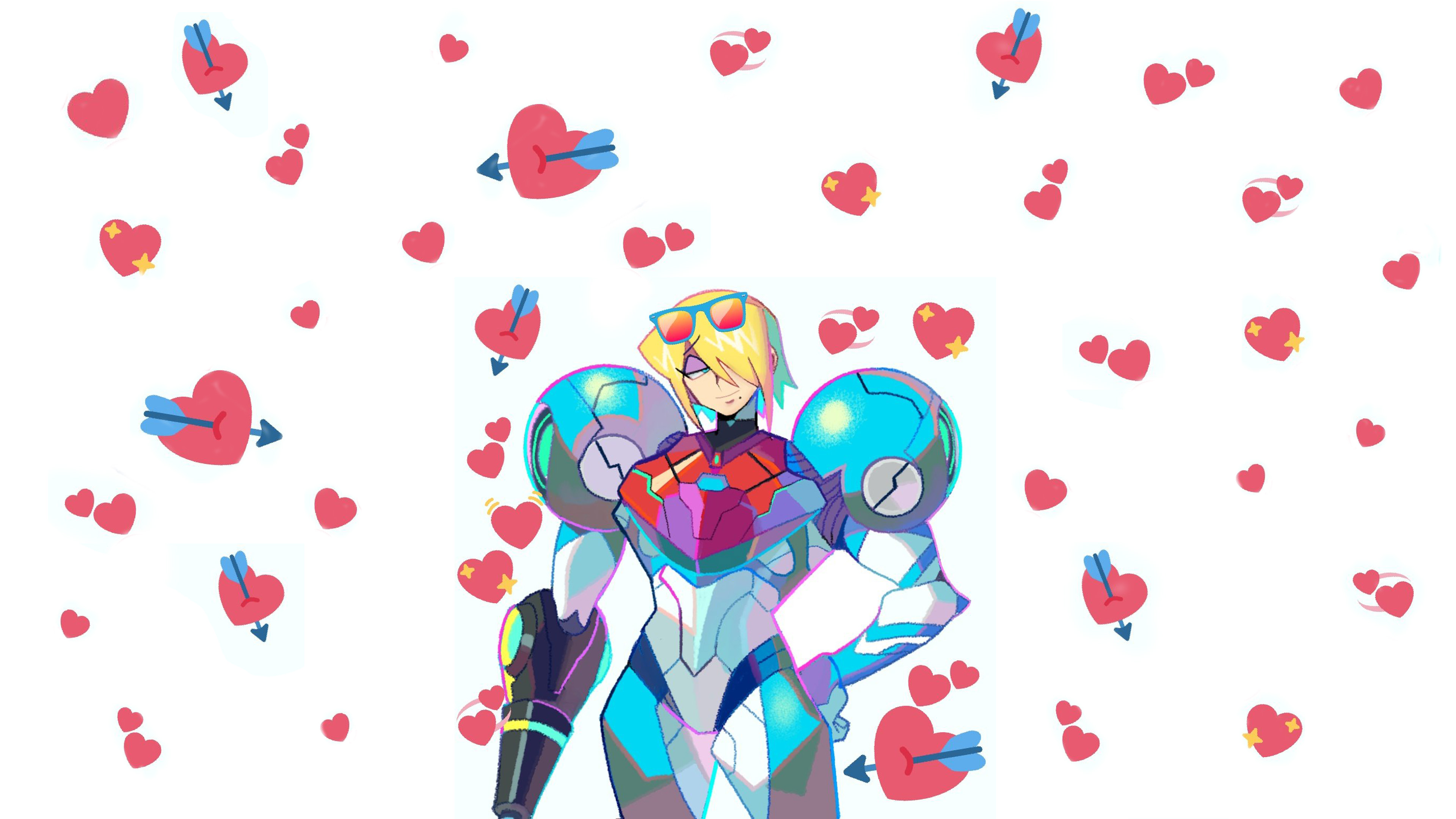 Metroid Samus Aran Metroid Dread Nintendo Blonde Power Armor Cannon Sunglasses Hearts Video Games Vi 3840x2160