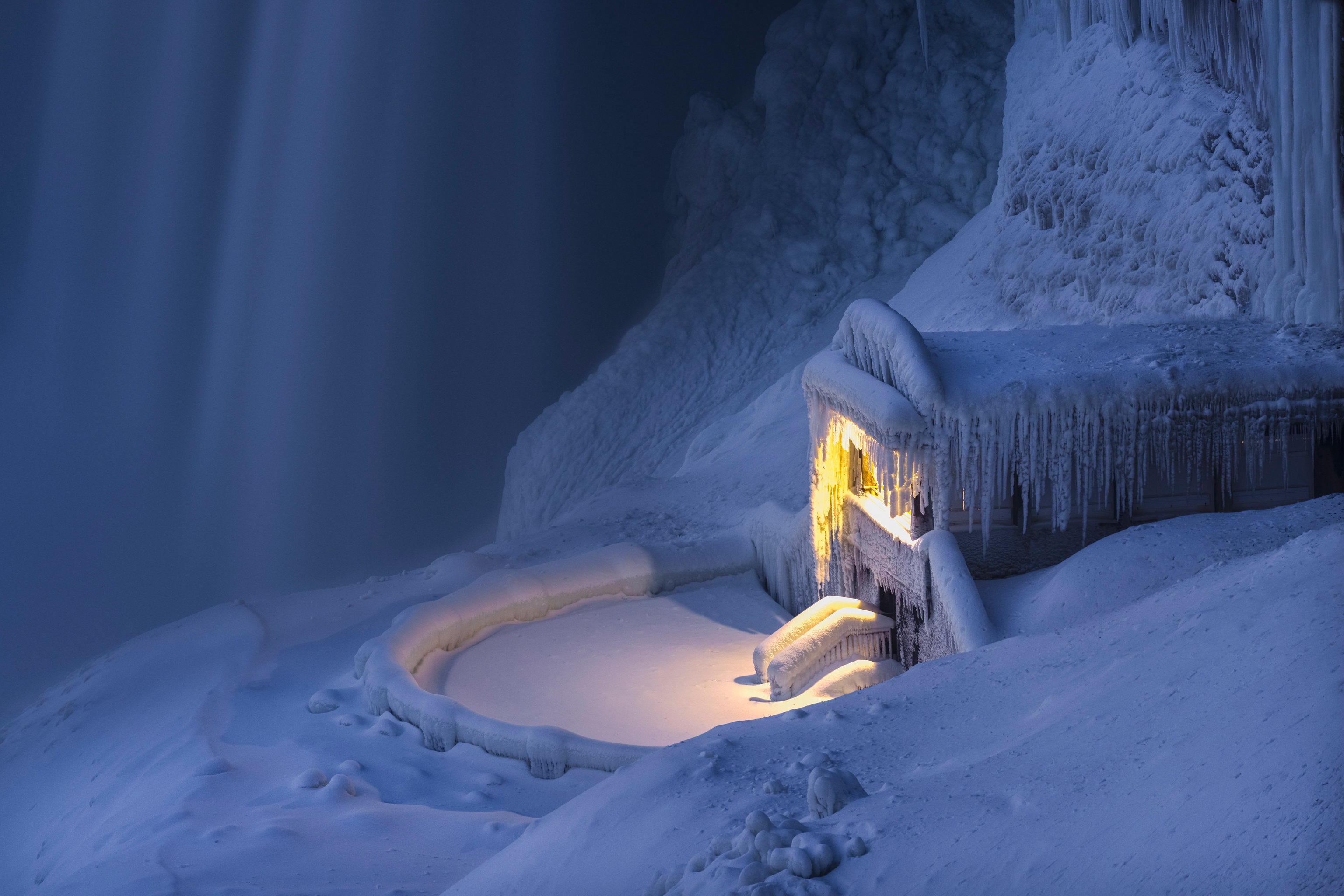 Niagara Falls Frost Winter Ice Cold Snow Tilt Shift 3072x2049