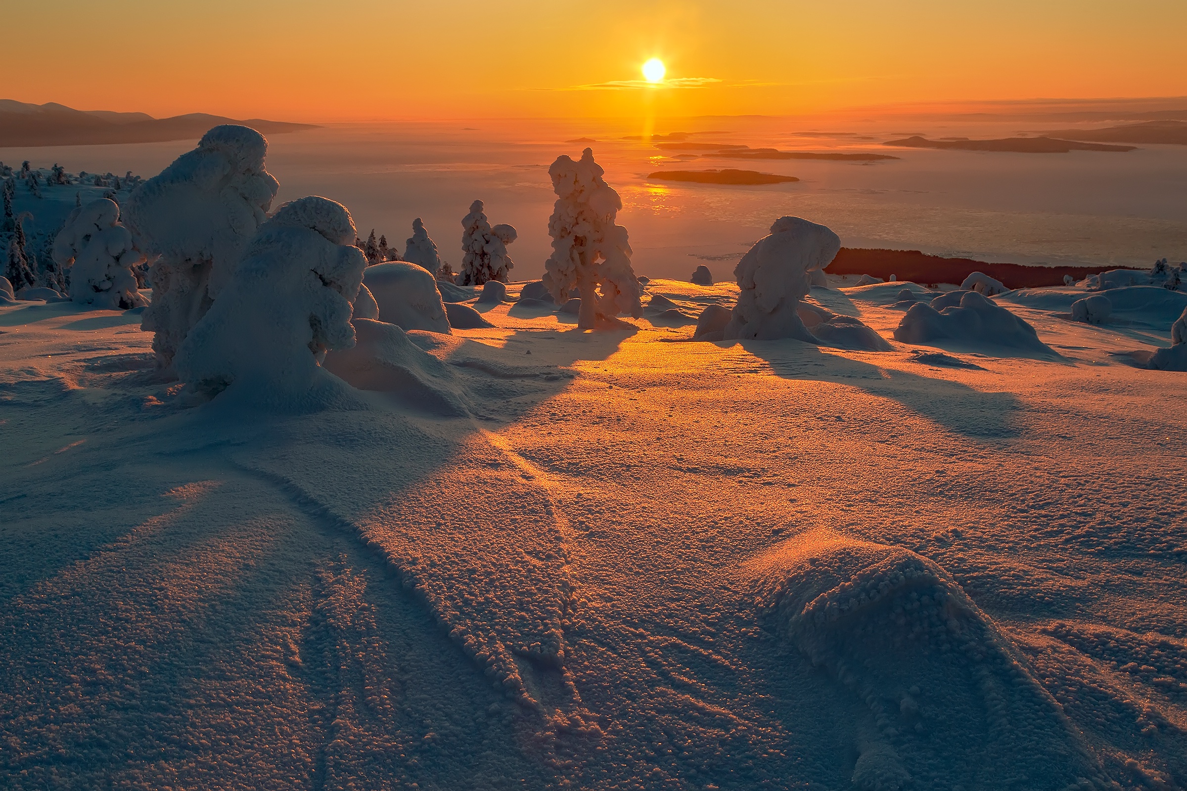 Landscape Nature Snow Sunrise 2400x1600