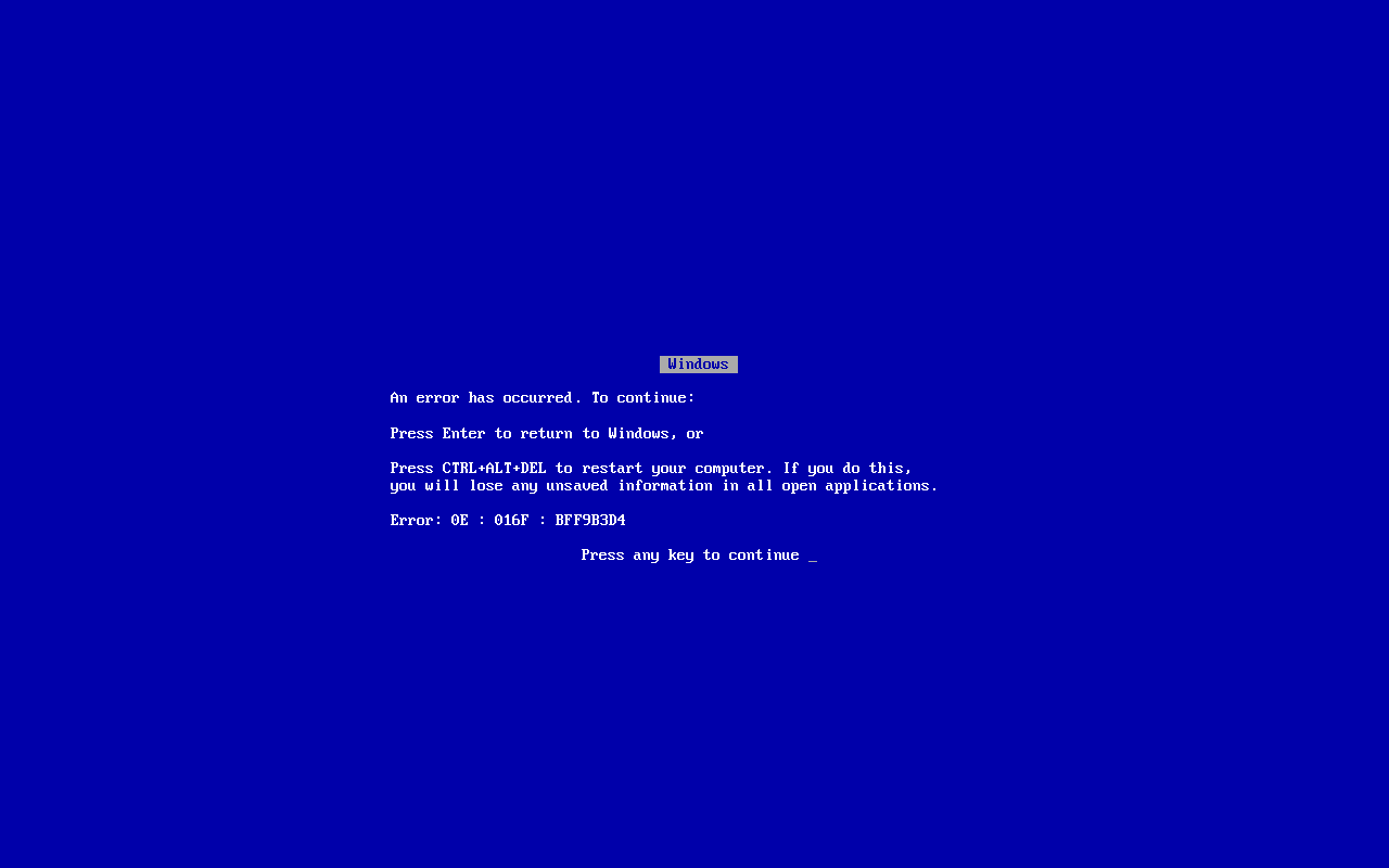 Blue Screen Of Death Windows Errors Computer Screen 1280x800