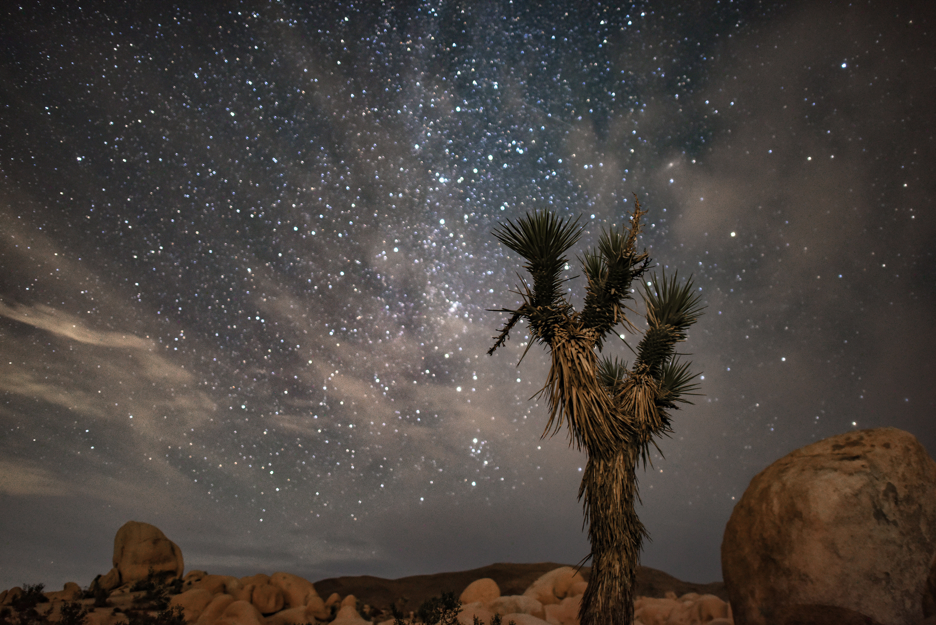 Landscape Desert Starry Night Rocks Stars 3000x2002