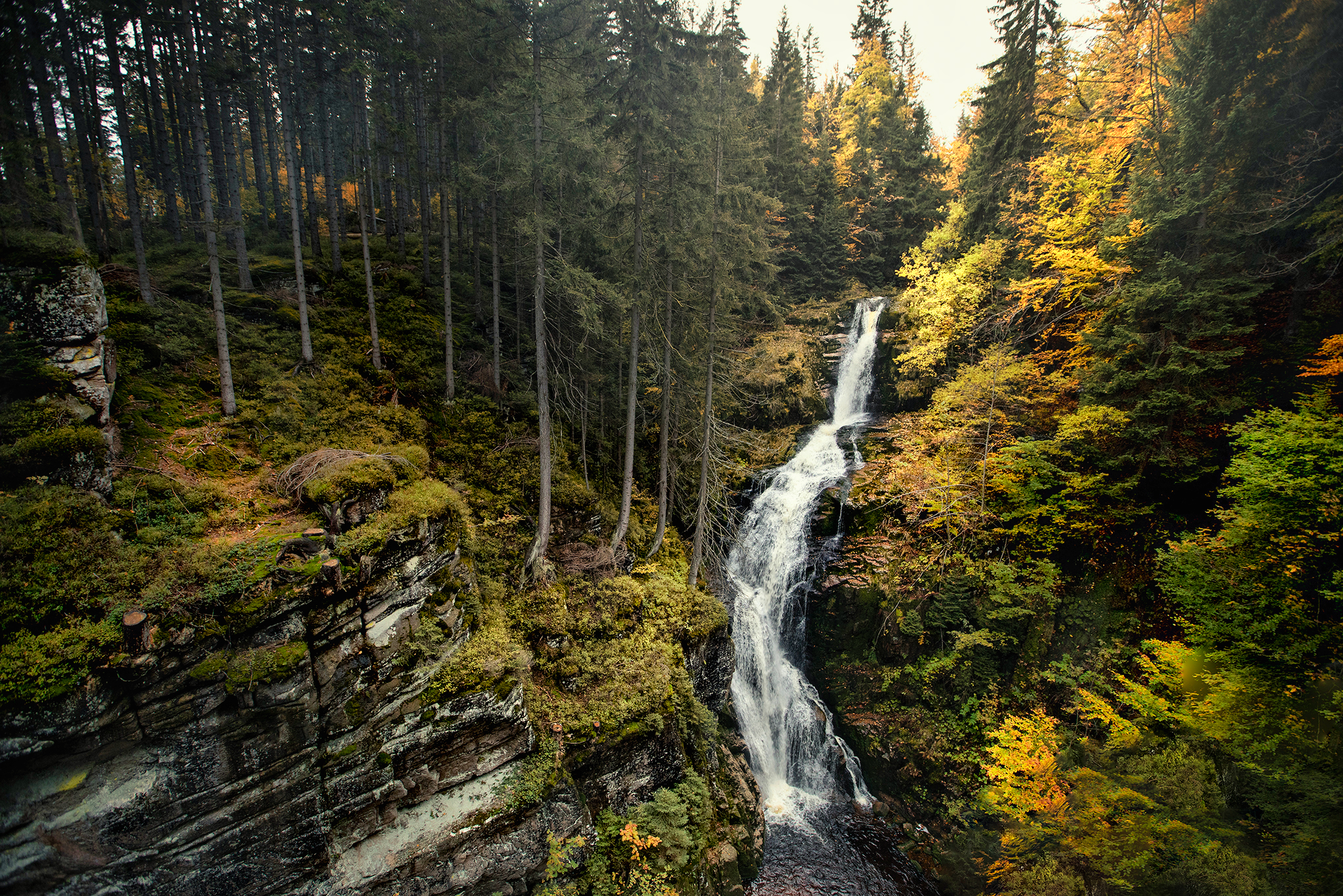 Waterfall Water Trees Cliff Forest Nature Landscape Outdoors Photography 2048x1366