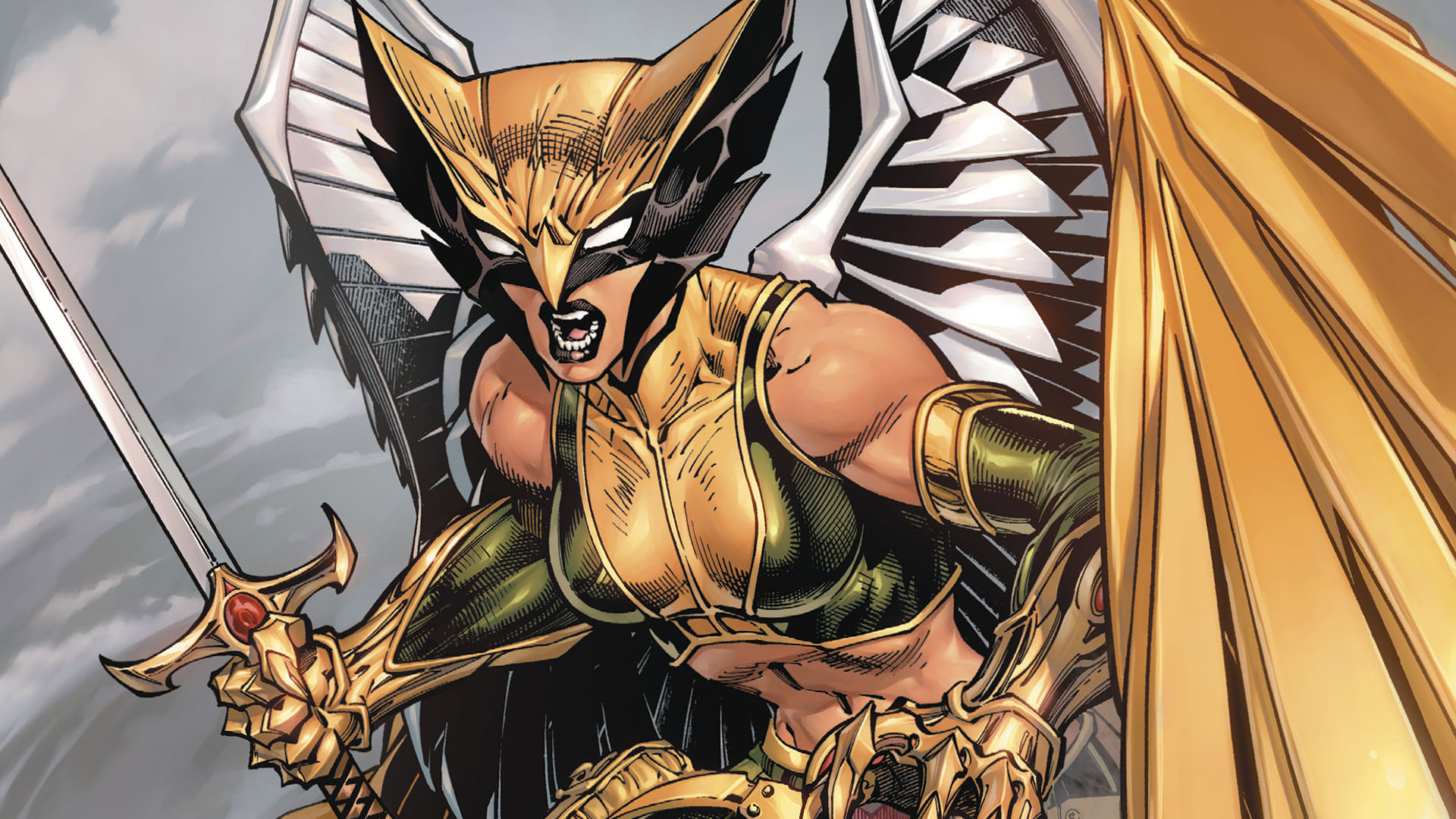 Hawkgirl Dc Comics Kendra Sanders Dc Comics Sword Helmet Wings 1920x1080