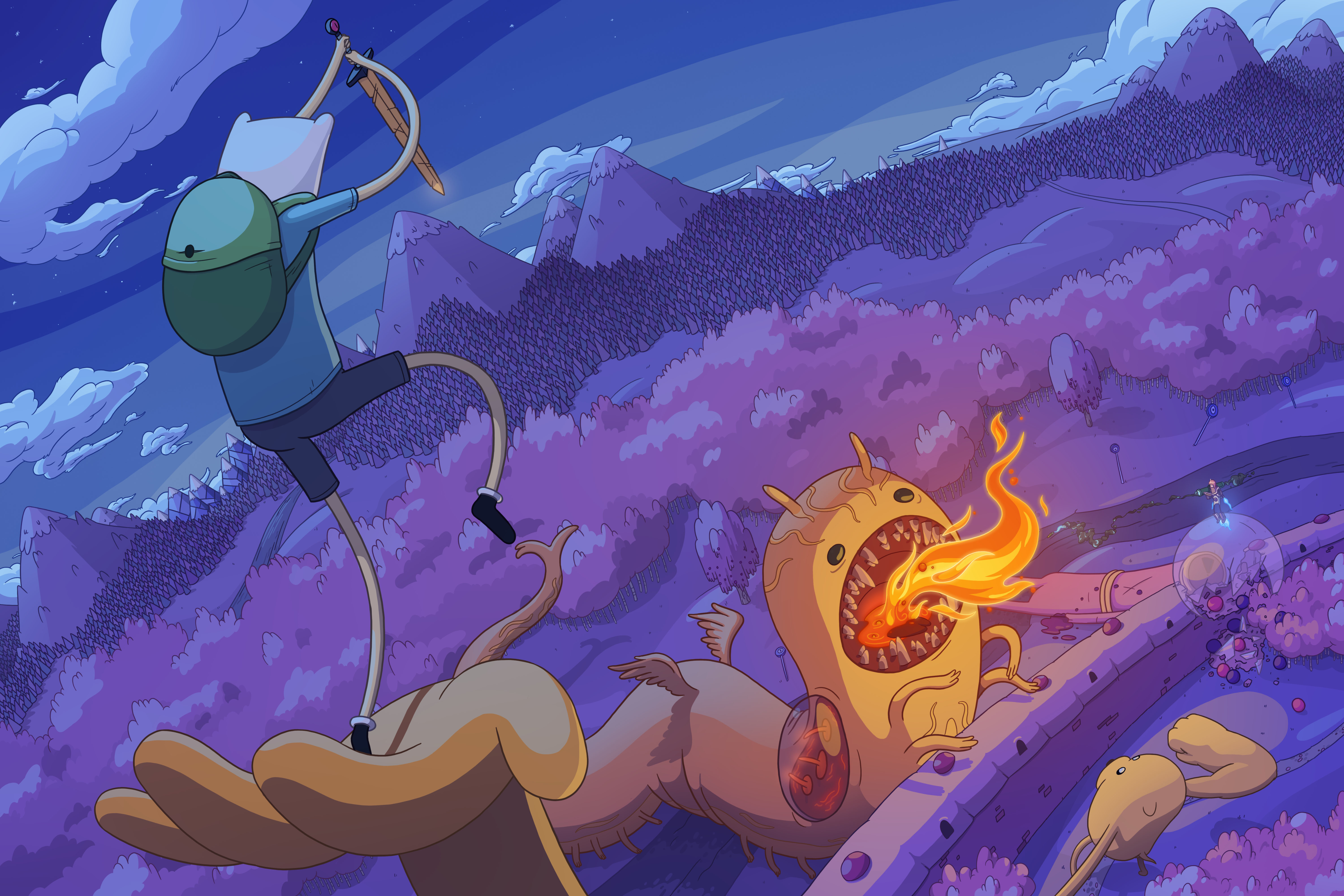 Adventure Time Battle Cartoon 6000x4000