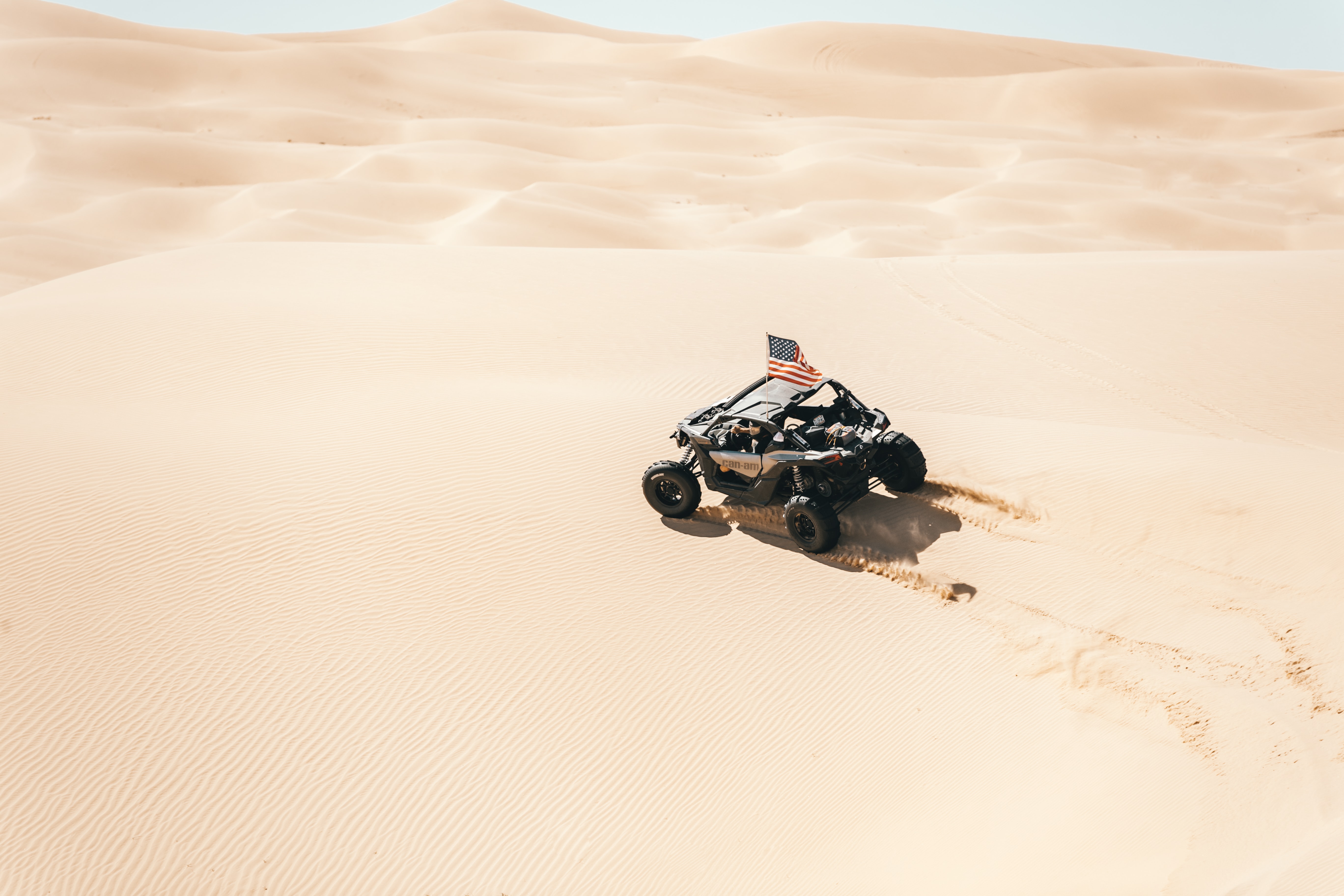 American Flag Desert Vehicle Dunes Car 5472x3648