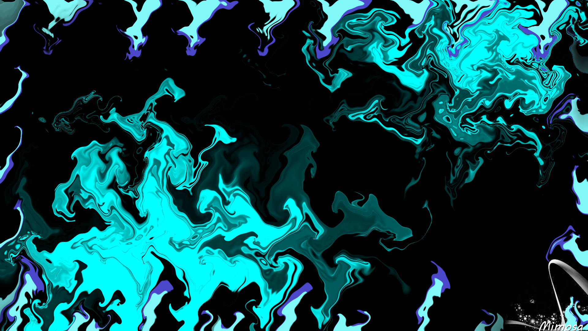 Artistic Digital Art Turquoise Black 1920x1080