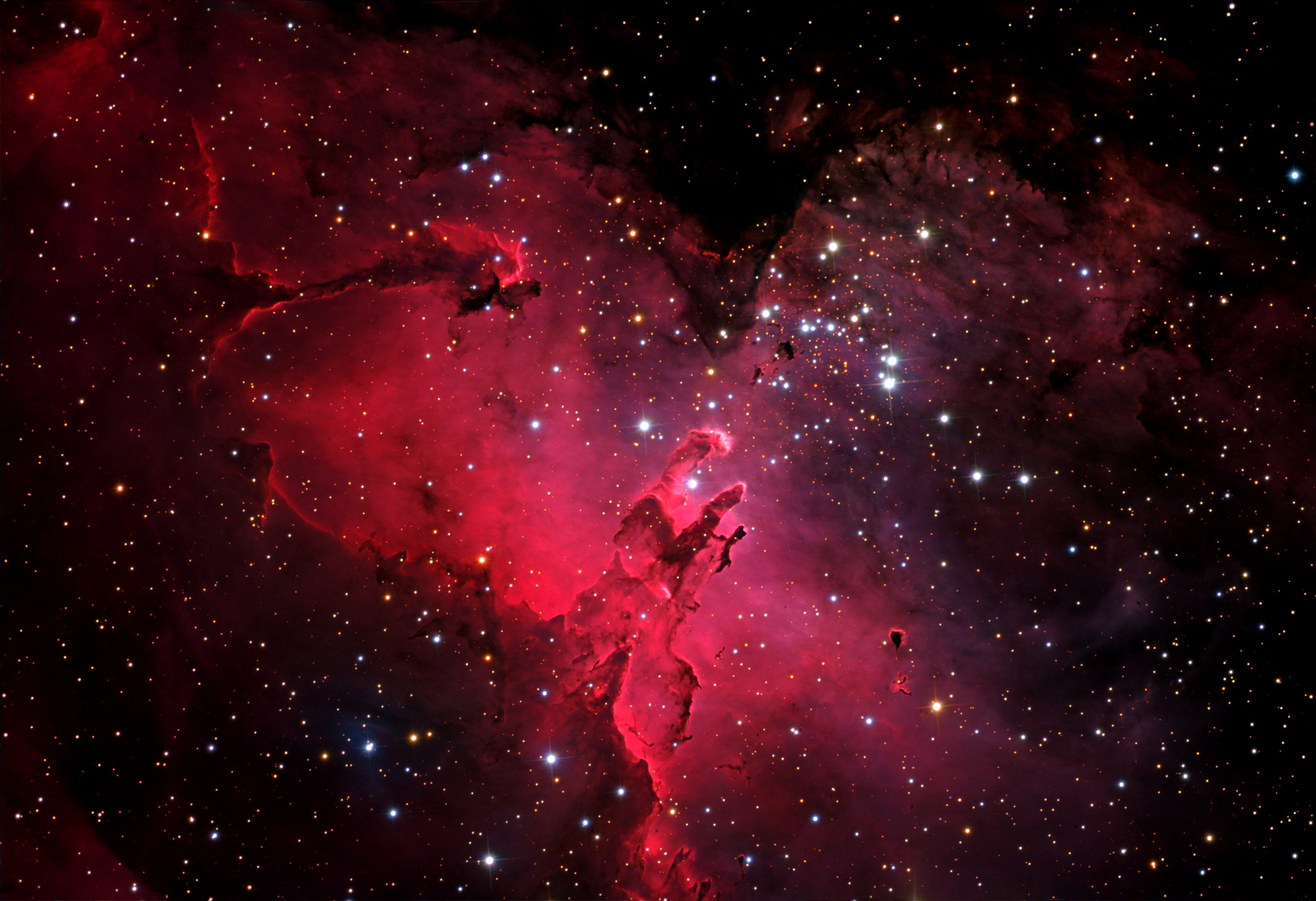 Messier 16 Eagle Nebula M16 Star Queen Nebula Space Red Black Stars Clouds 2730x1870
