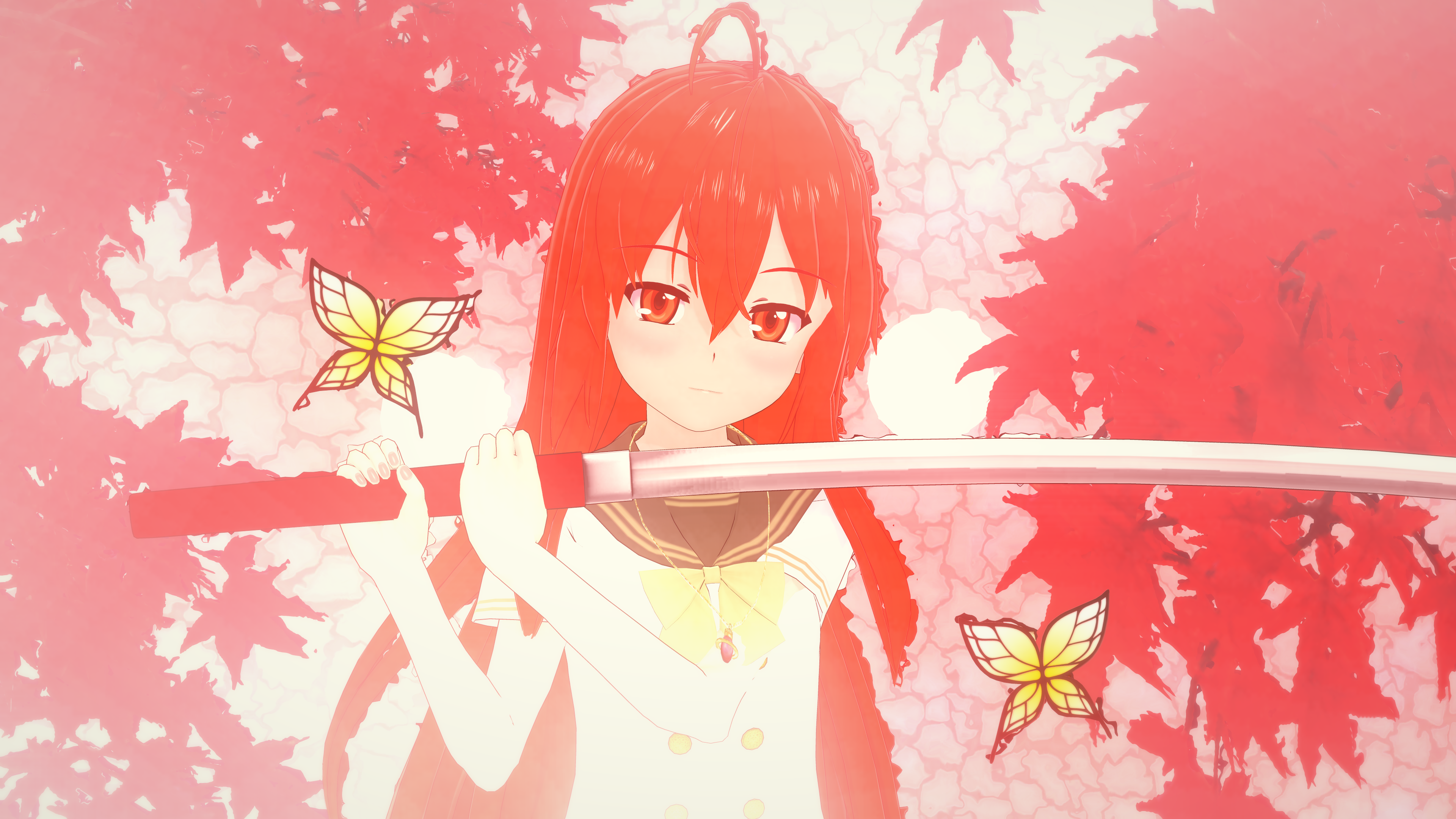 Anime Girls Shakugan No Shana Shana Sword Weapon Koikatsu Butterfly Animals Insect Girls With Swords 3840x2160