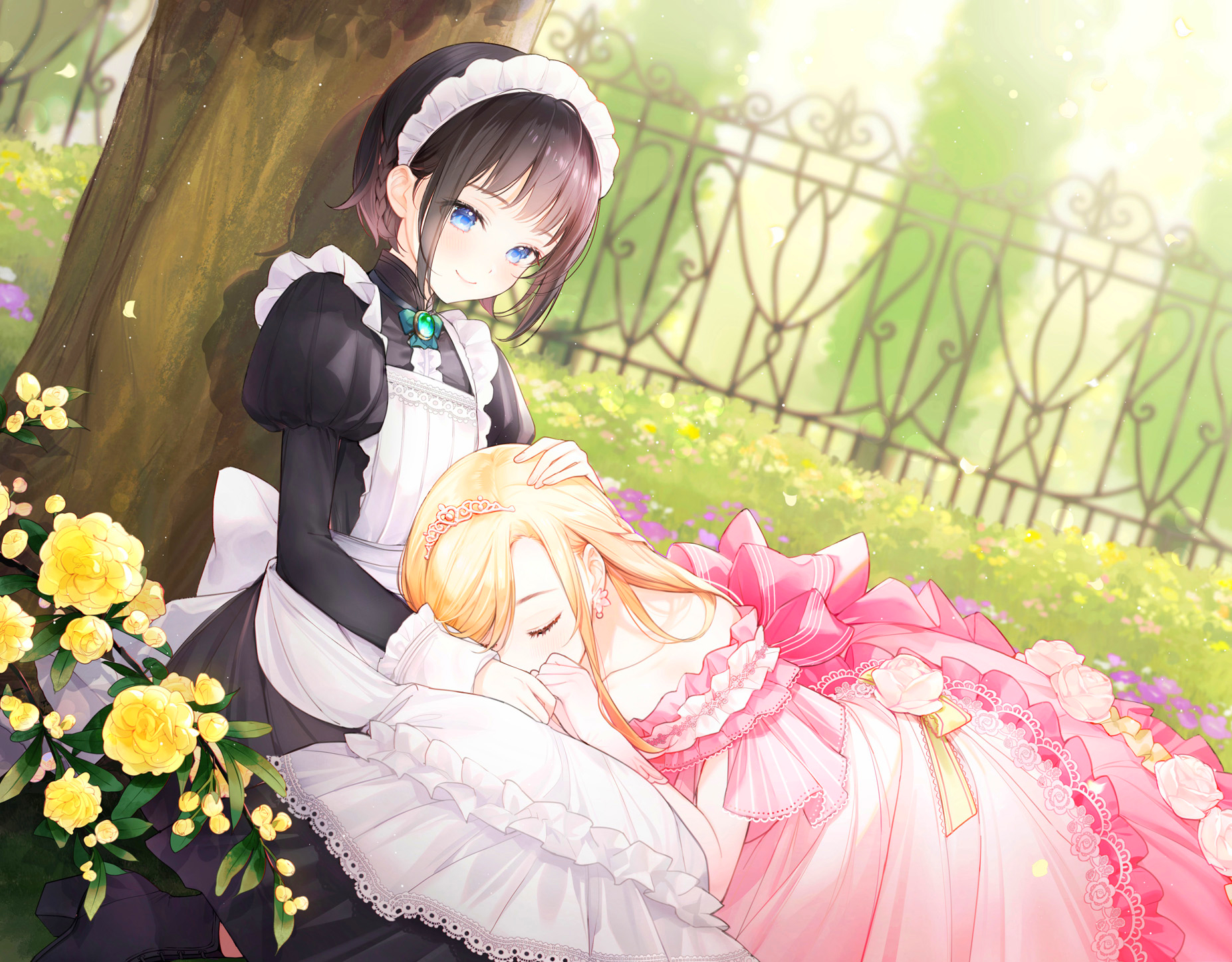 Gomzi Anime Anime Girls Original Characters Artwork Maid Outfit Dress 1853x1447
