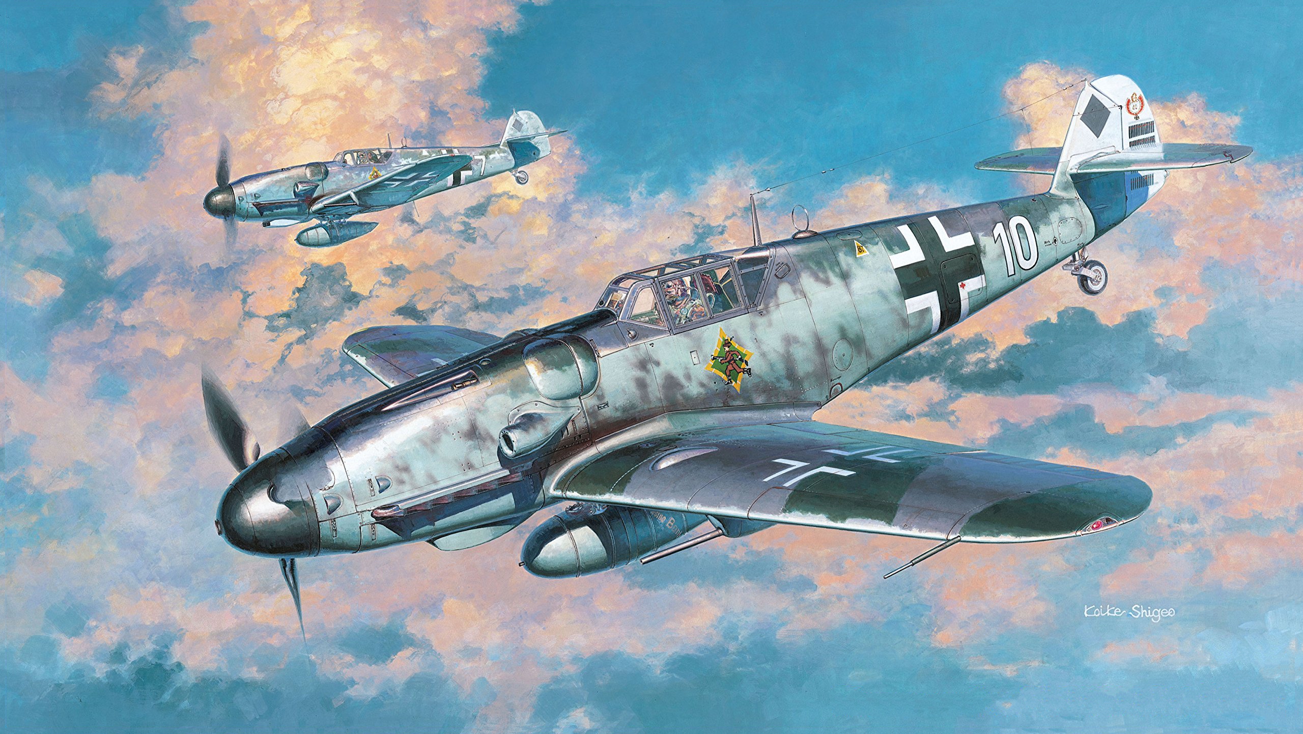World War Ii Airplane Painting Messerschmitt Bf 109 2560x1442