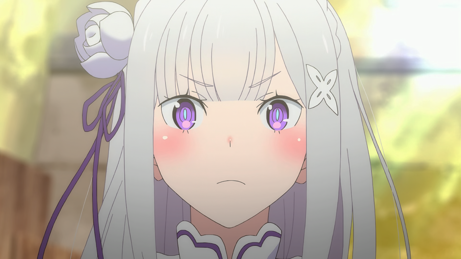 Emilia Re Zero Re Zero Kara Hajimeru Isekai Seikatsu Silver Hair Purple Eyes Angry Anime Girls Anime 1920x1080