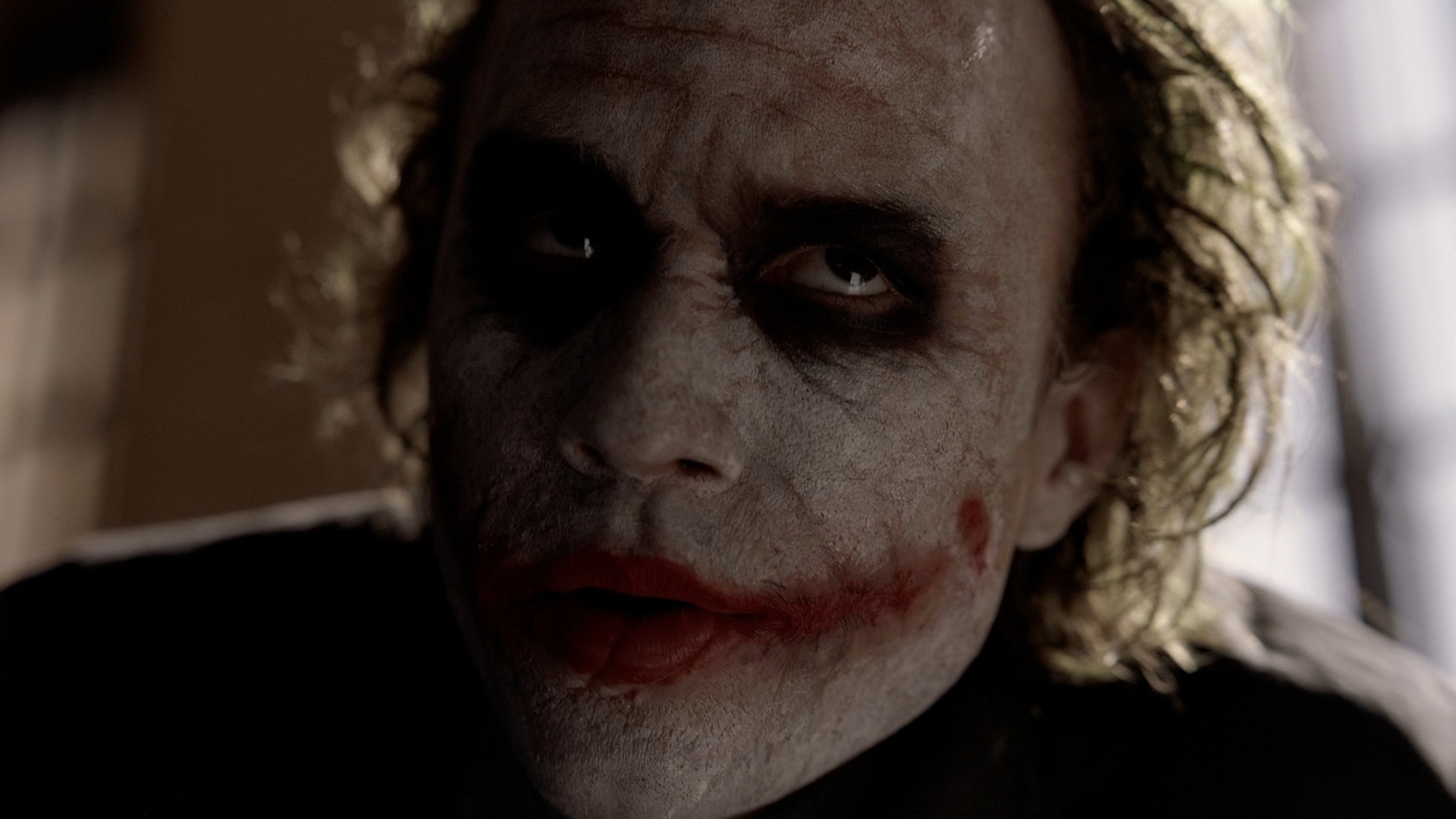 The Dark Knight Joker Heath Ledger Actor Face Makeup Men Film Stills DC Comics Movies 1920x1080